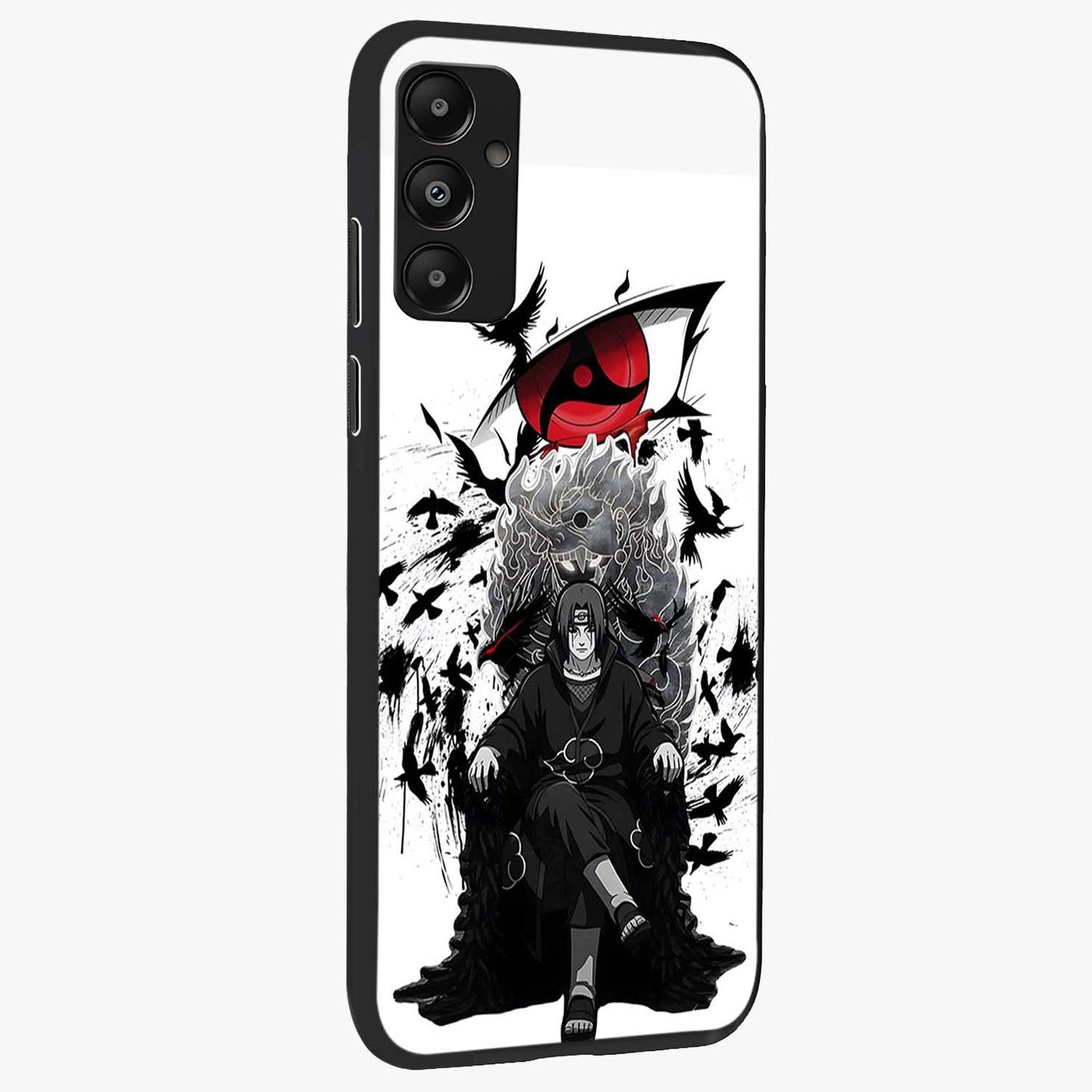 Uchiha Shadow Throne Glass Case upright view showcasing magical underwater galaxy artwork with vibrant cosmic theme.