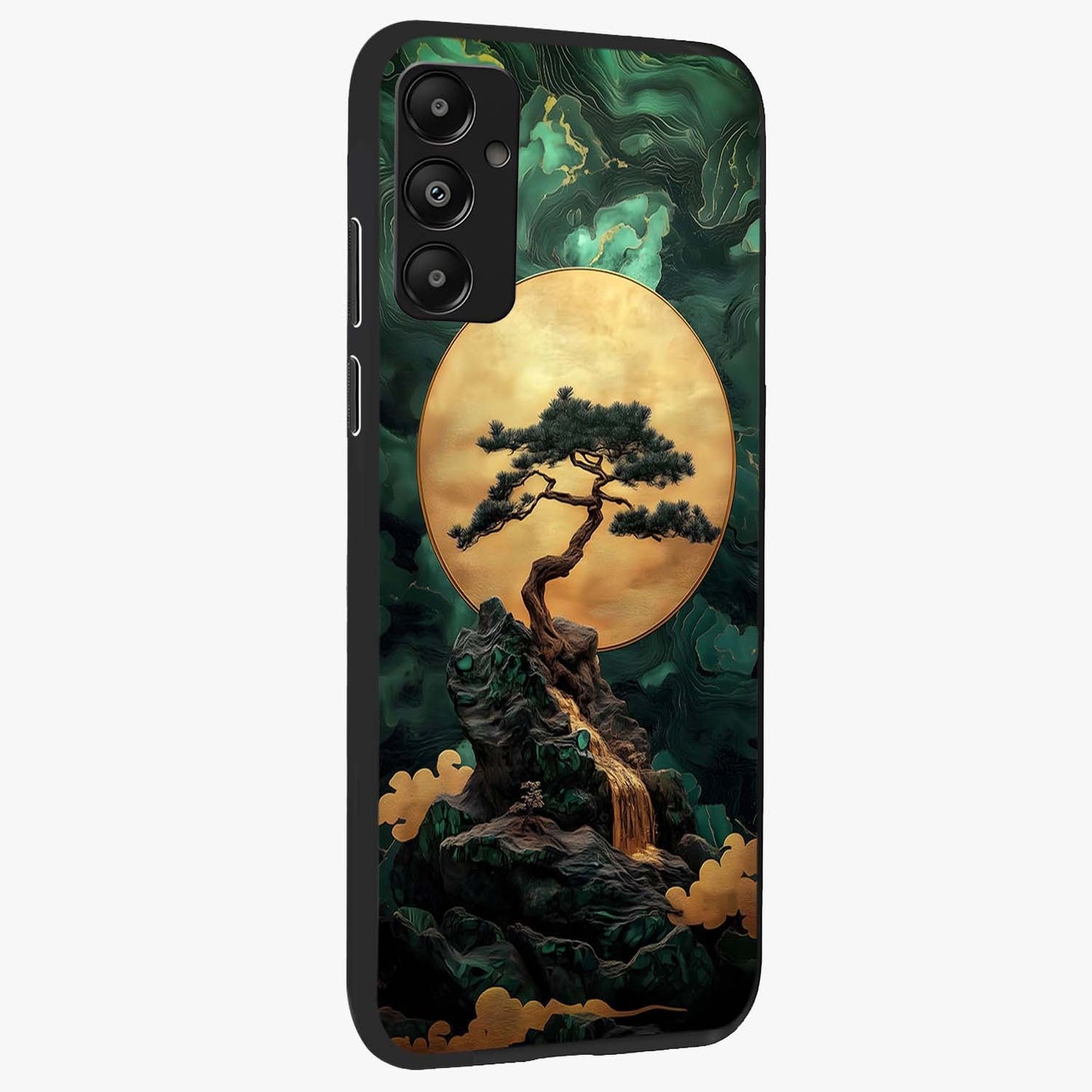 Zen Moon Rise Glass Case upright view showcasing serene moon artwork with tranquil night theme.