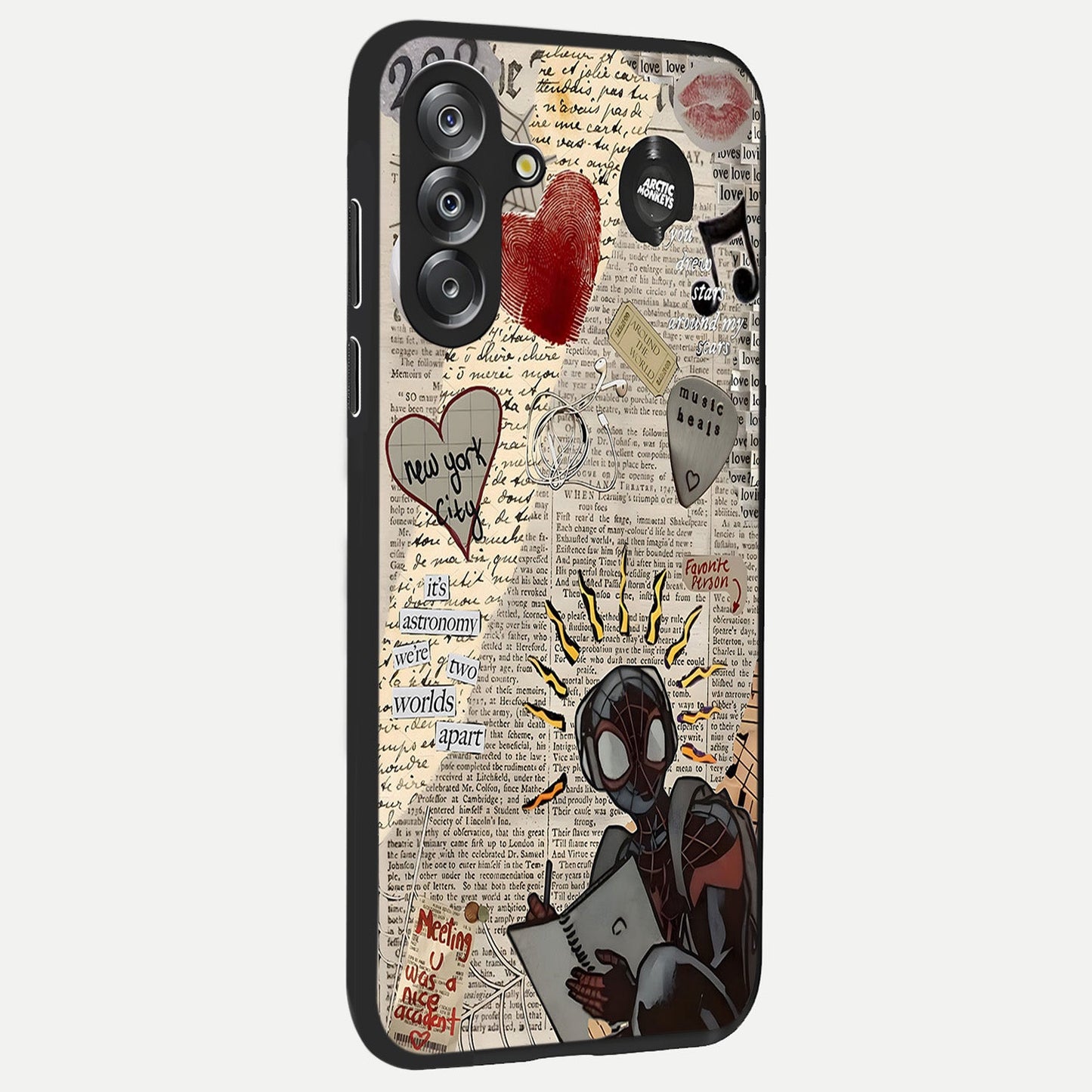 City Dream Sketch Glass Case upright view showcasing urban skyline artwork with stylish hand drawn design.