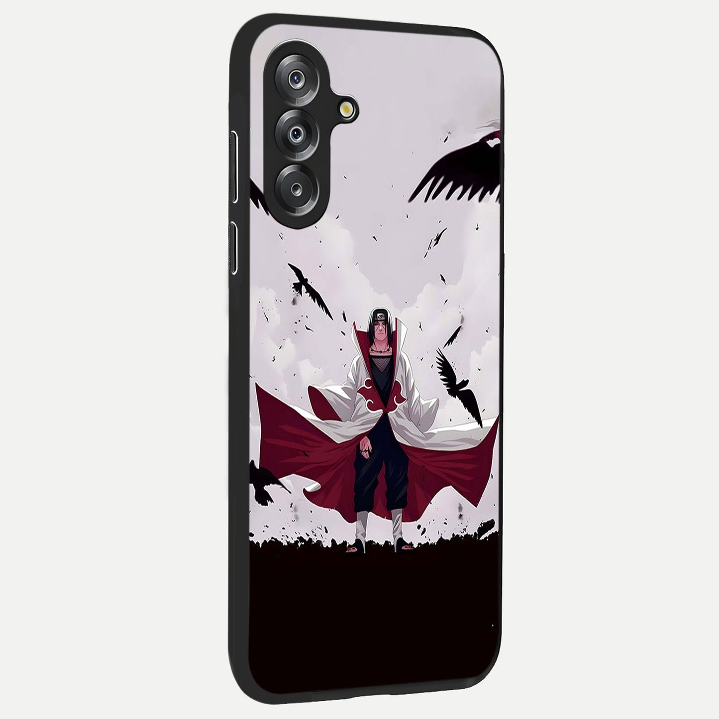 Crimson Crow Ascension Glass Case upright view showcasing dramatic crow artwork with bold gothic theme.