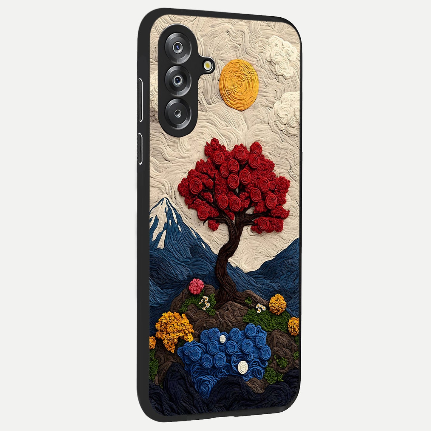 Eternal Nature Tapestry Glass Case upright view showcasing elegant nature tapestry design with decorative style.