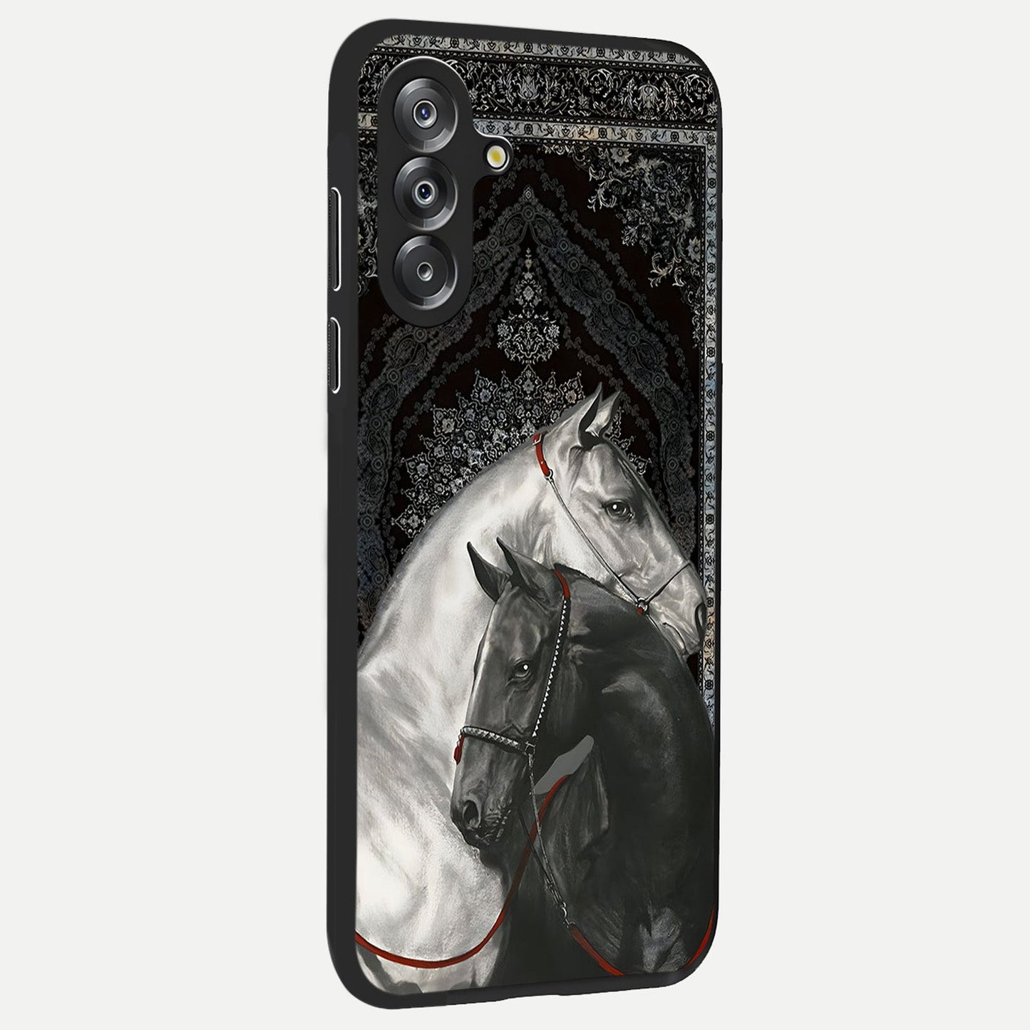 Majestic Ride Legacy Glass Case upright view showcasing dynamic ride inspired artwork with modern automotive theme.