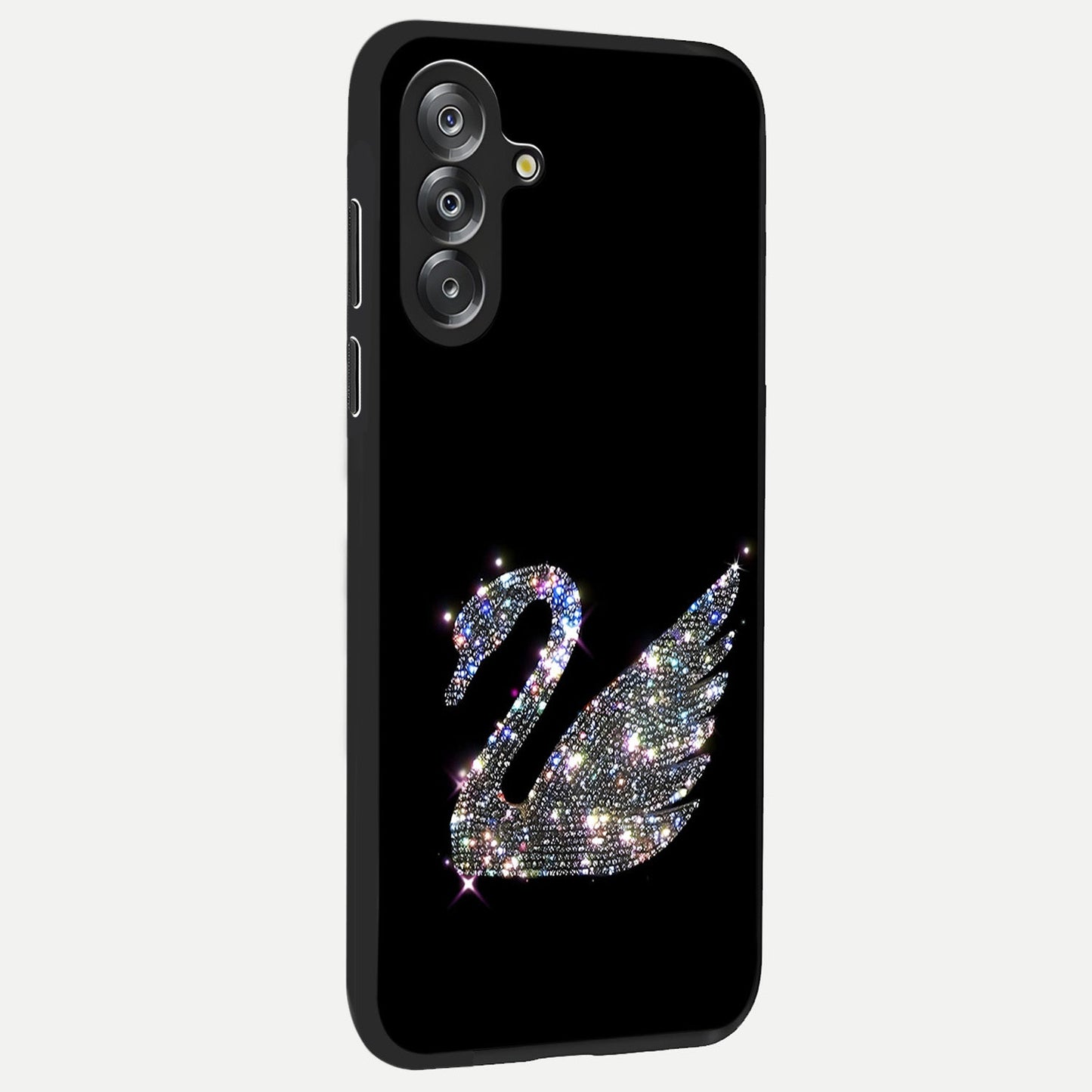 Starlit Swan Grace Glass Case upright view showcasing beautiful swan artwork with peaceful night themed design.