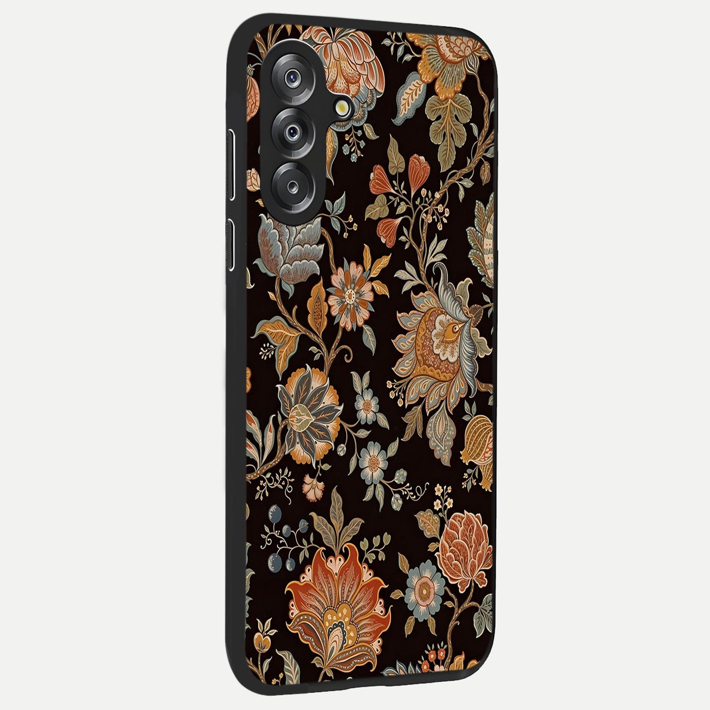 Vintage Floral Dream Glass Case upright view showcasing delicate floral artwork with timeless vintage theme.