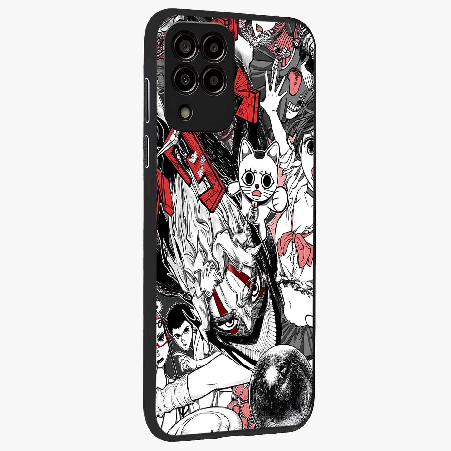 Crimson Chaos Panel Glass Case upright view showcasing intense crimson artwork with dramatic aesthetic style.