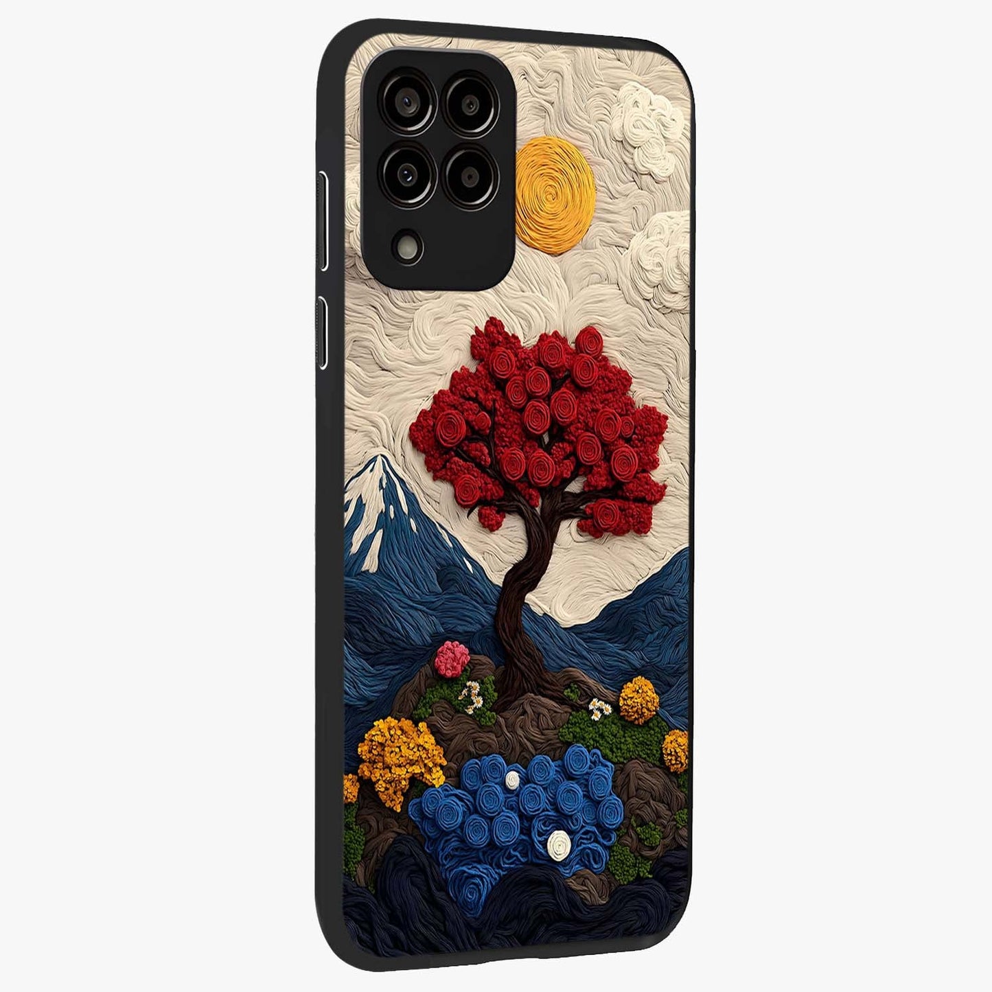Eternal Nature Tapestry Glass Case upright view showcasing elegant nature tapestry design with decorative style.
