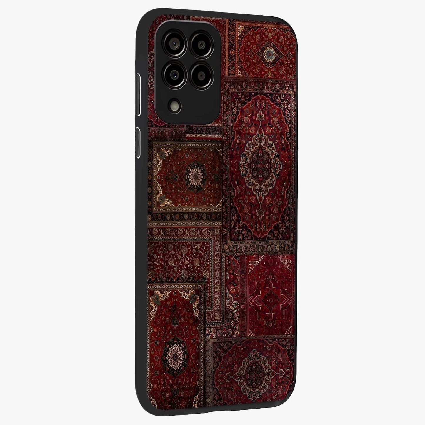 Persian Velvet Tale Glass Case upright view showcasing elegant Persian artwork with classic heritage theme.