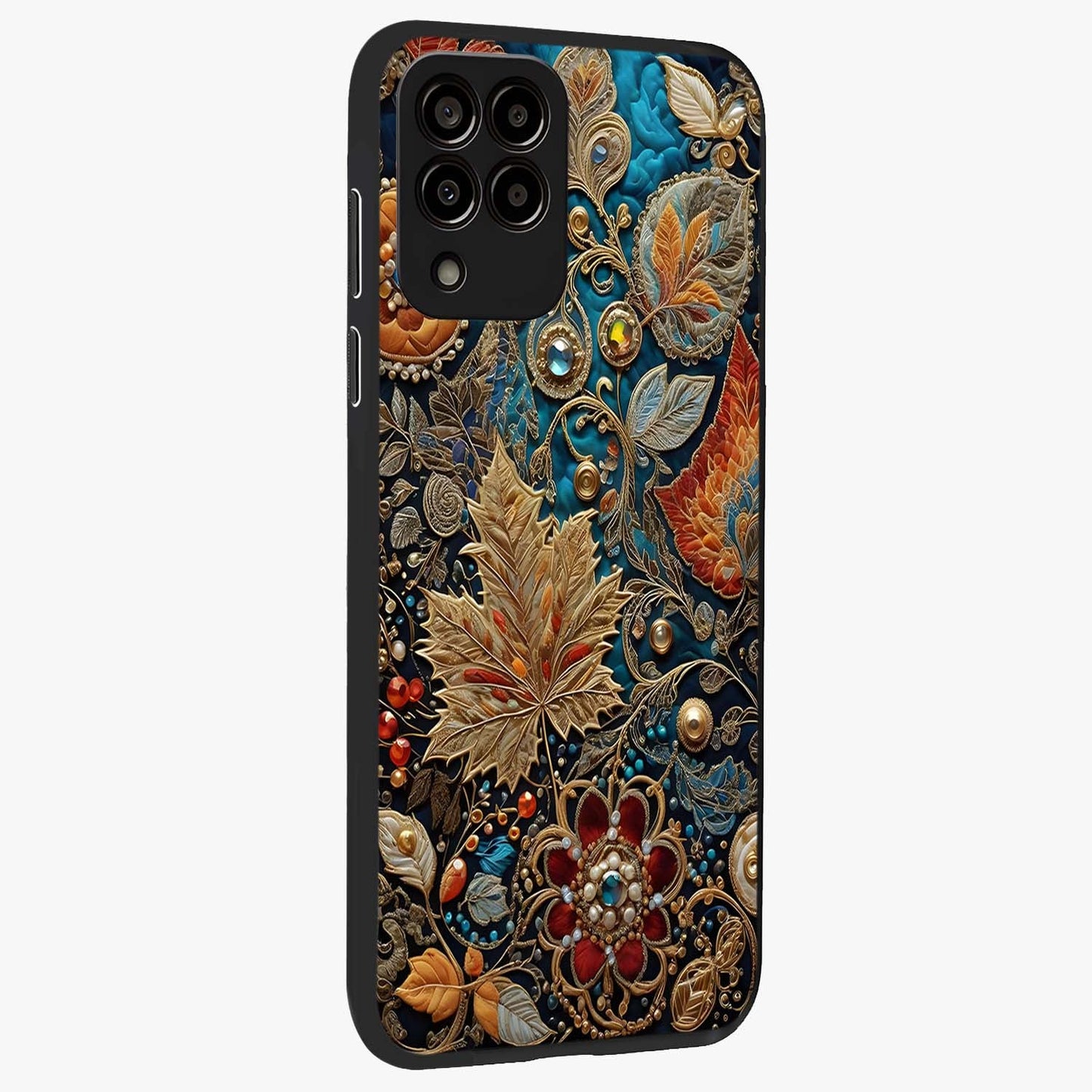 Royal Jewel Garden Glass Case upright view showcasing rich floral artwork with luxurious garden theme.