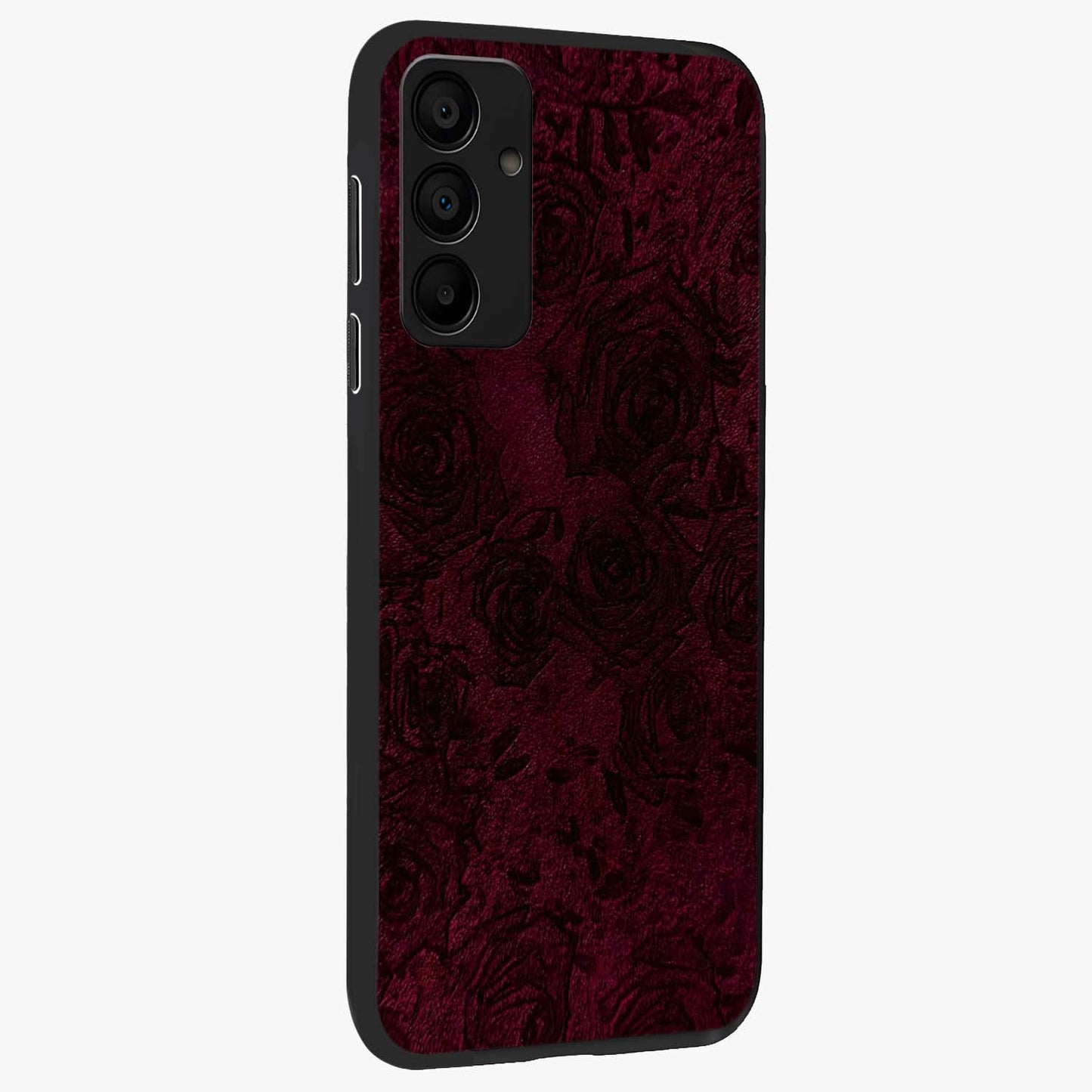 Crimson Fade Flow Glass Case upright view showcasing dynamic crimson flow artwork with stylish abstract theme.
