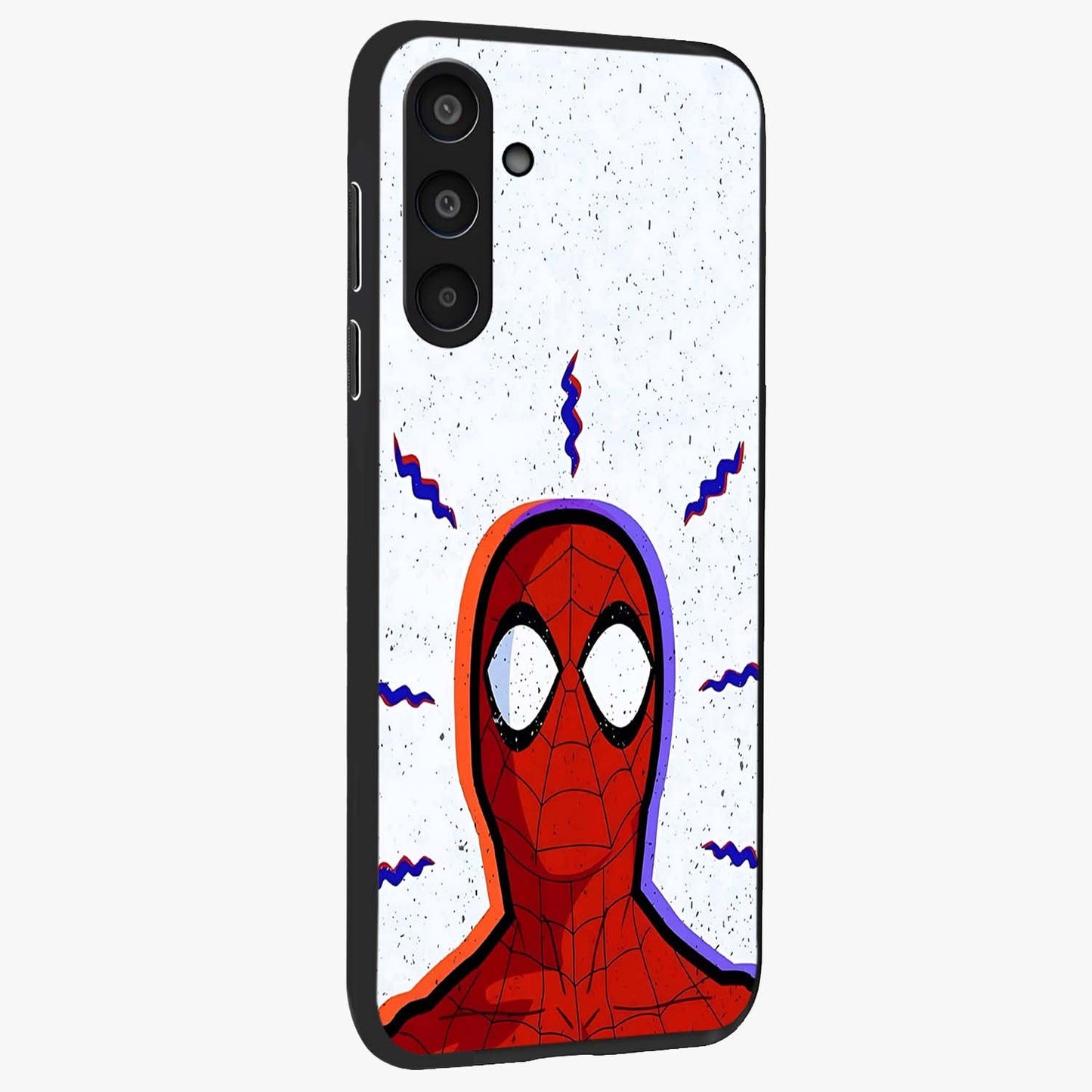 Omg Spiderman Glass Case upright view showcasing energetic superhero artwork with vibrant comic theme.