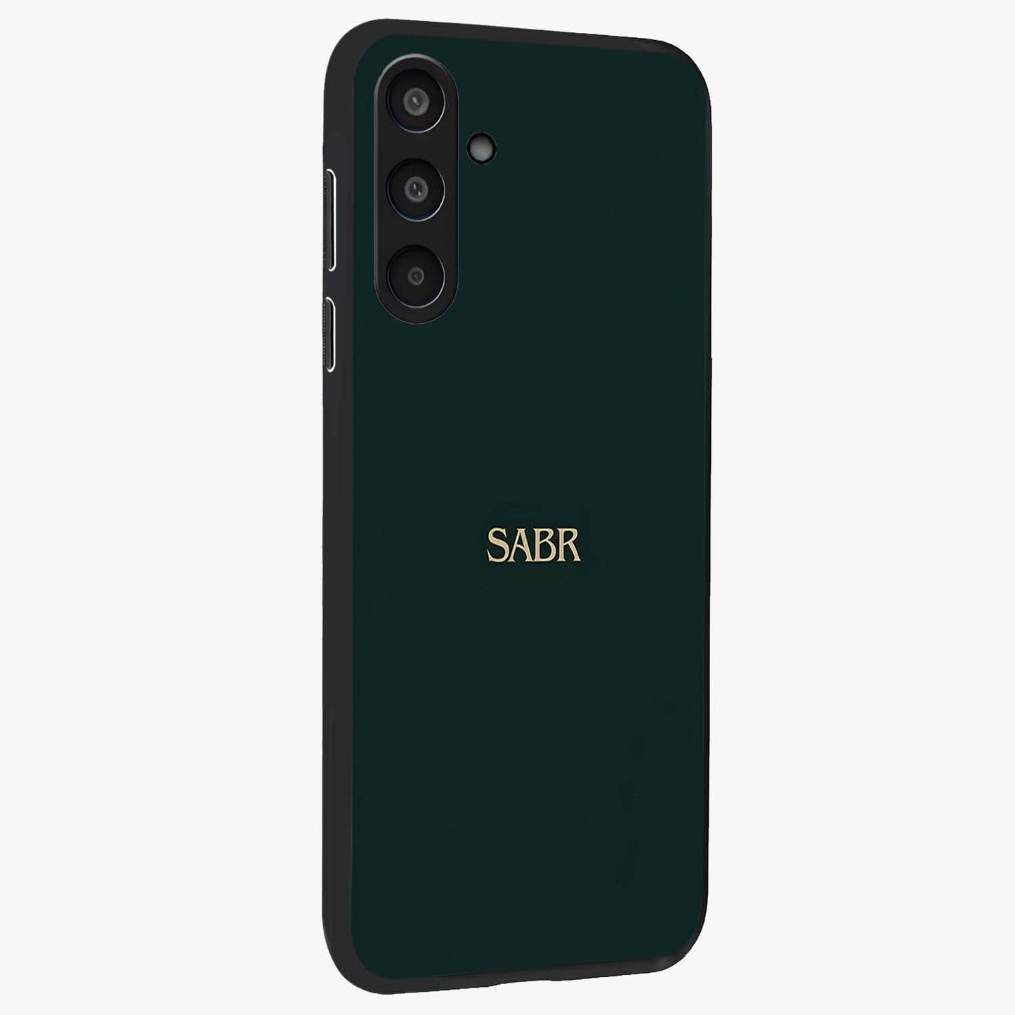 Sabr Minimal Patience Glass Case upright view showcasing calm minimalist artwork with motivational patience theme.