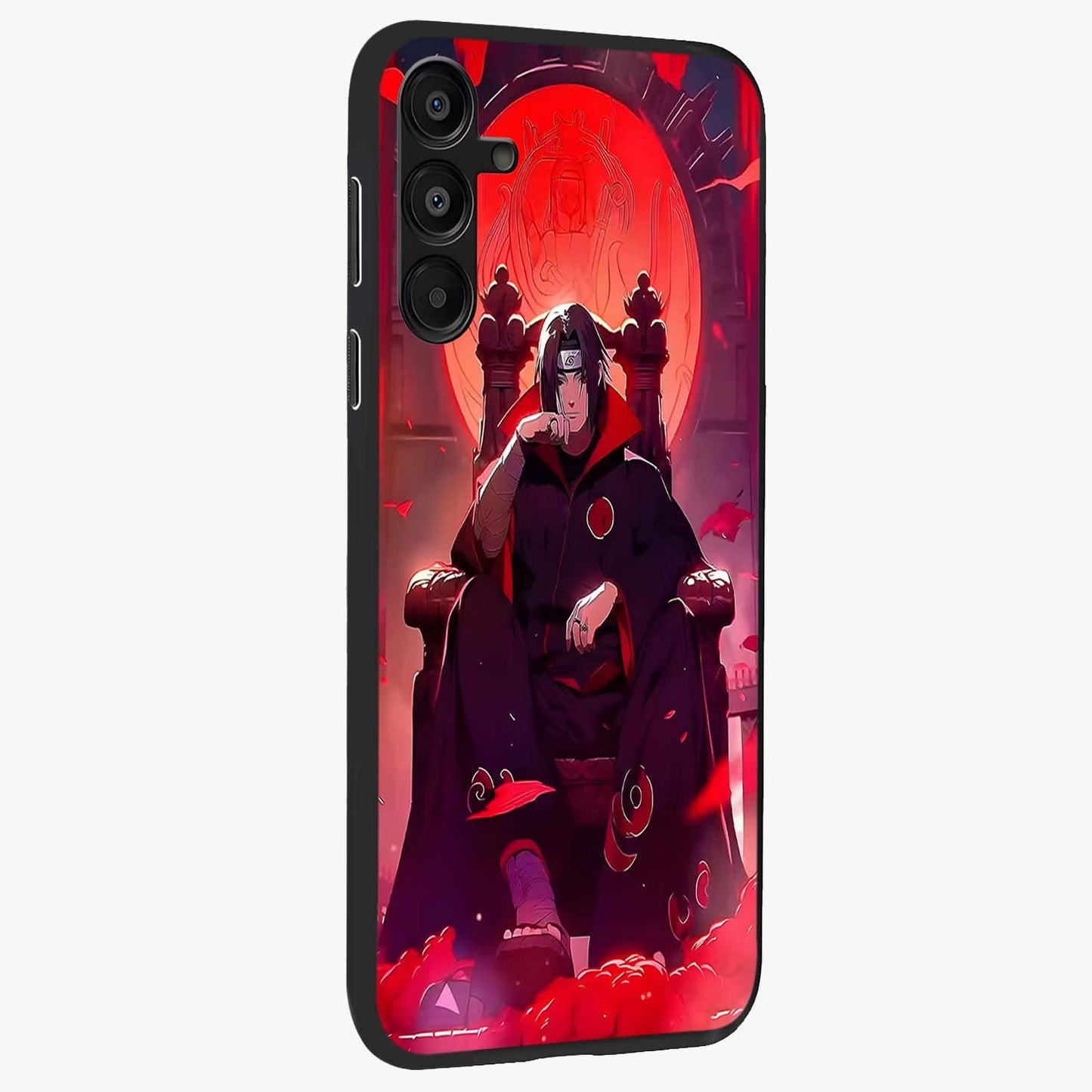 Blood Moon Sovereign Glass Case upright view showcasing powerful moon inspired artwork with cosmic aesthetic style.