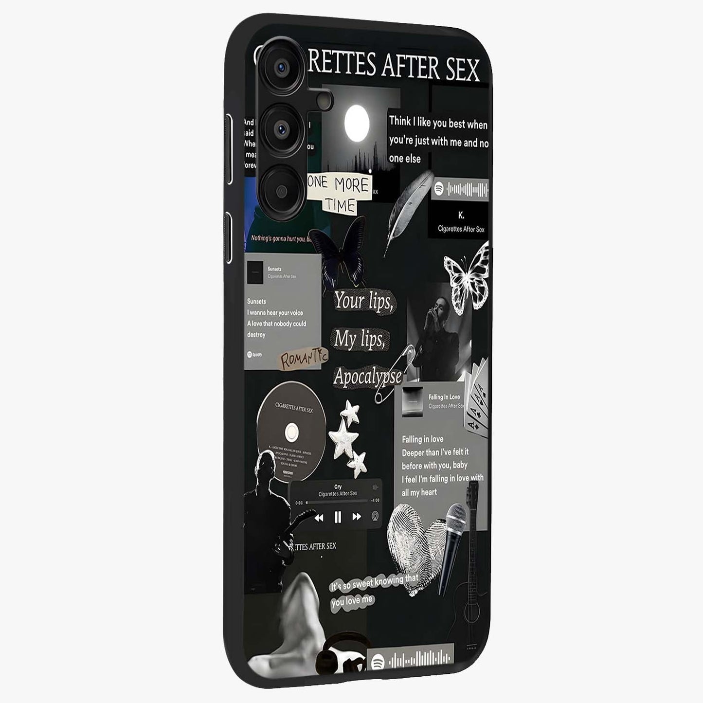 Midnight Love Echo Glass Case upright view showcasing expressive romantic artwork with dreamy midnight theme.