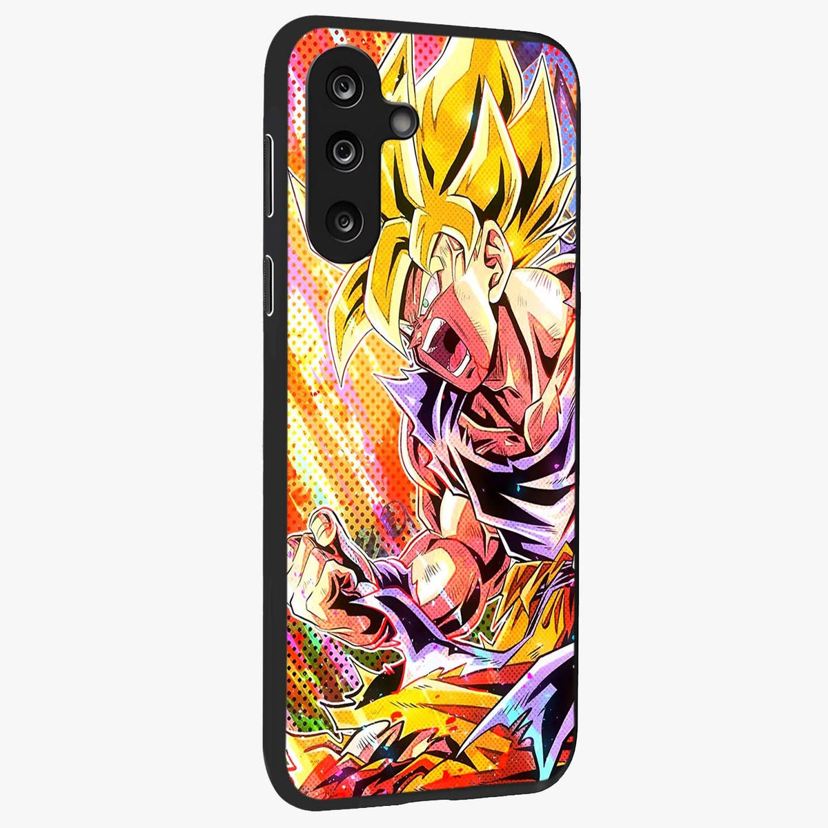 Firing Goku Glass Case upright view showcasing energetic anime artwork with bold warrior theme.