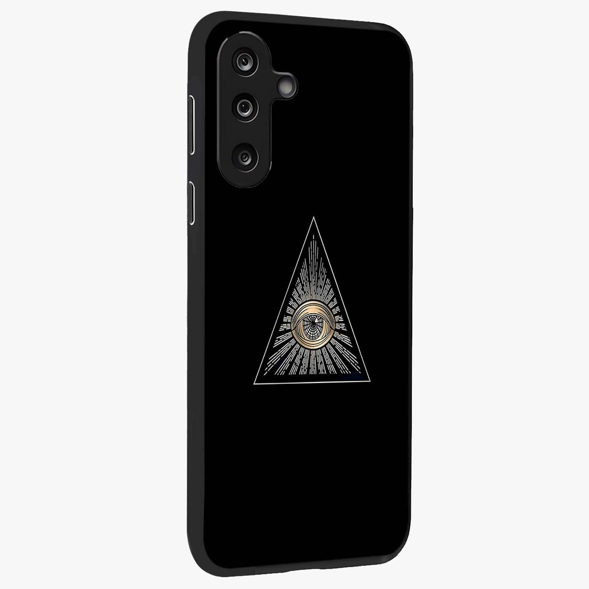 Illuminati Evil Glass Case upright view showcasing striking illuminati artwork with mysterious symbolic theme.