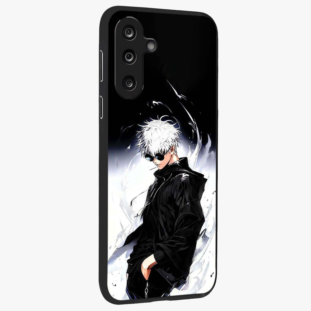 Limitless Shadow King Glass Case upright view showcasing bold shadow warrior artwork with epic fantasy theme.