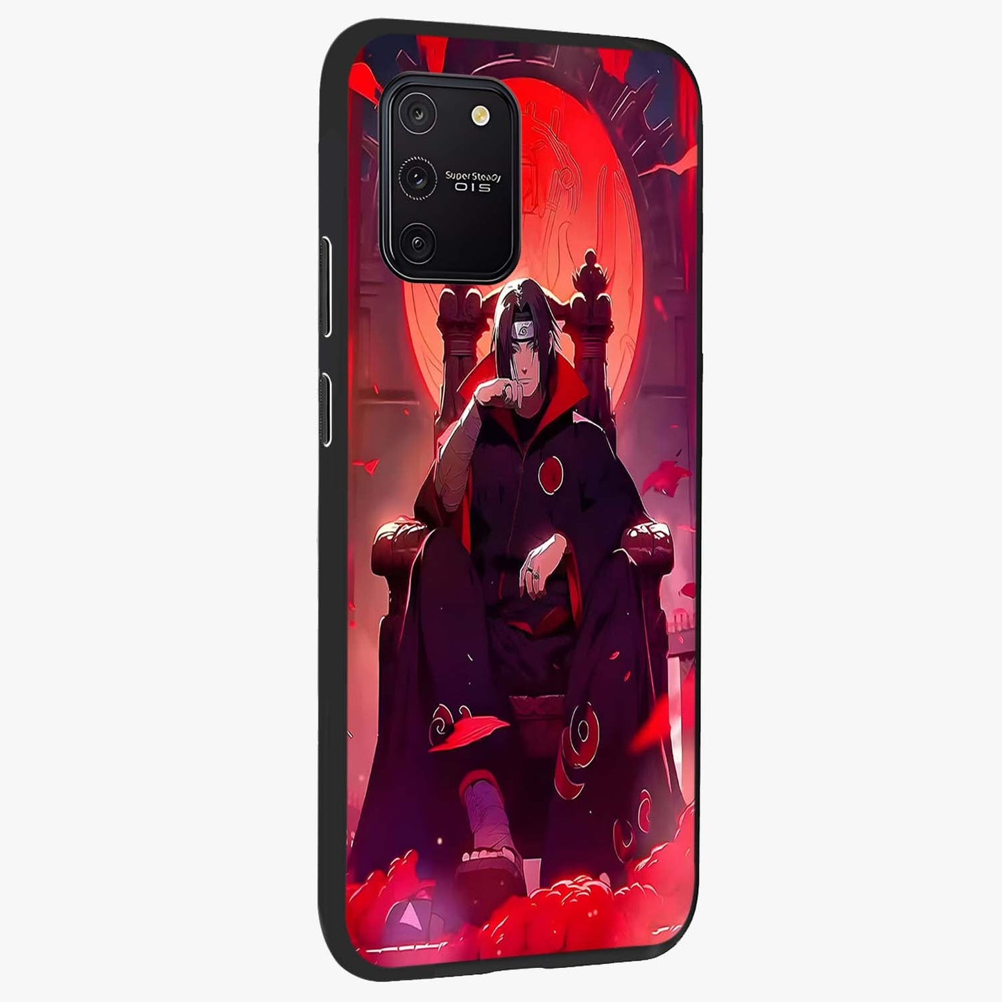 Blood Moon Sovereign Glass Case upright view showcasing powerful moon inspired artwork with cosmic aesthetic style.