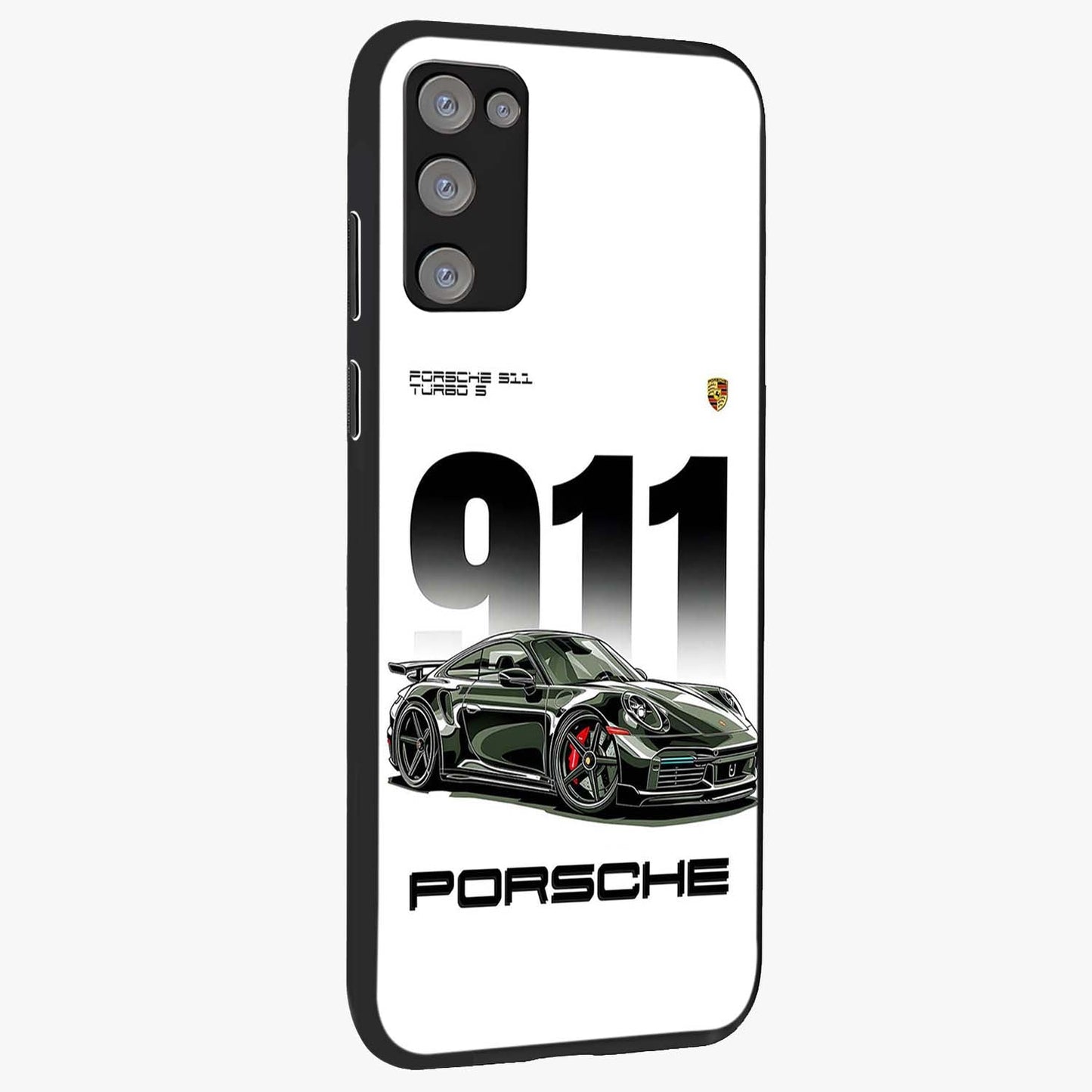 911 Turbo Dominance Glass Case upright perspective showcasing powerful racing design and modern automotive aesthetic.