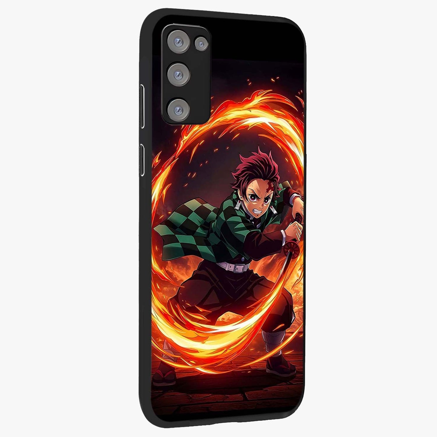 Blazing Sword Resolve Glass Case upright view showcasing dramatic warrior inspired artwork with intense visual style.