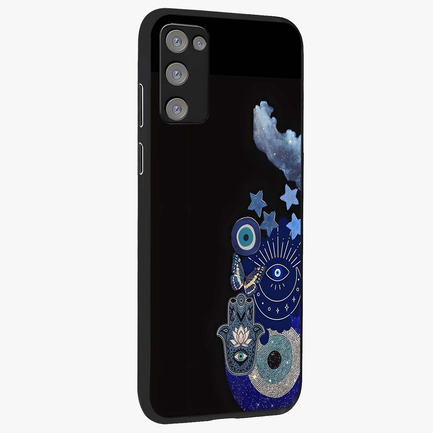 Galactic Charm Cluster Glass Case upright view showcasing glowing cosmic charm artwork with magical celestial style.