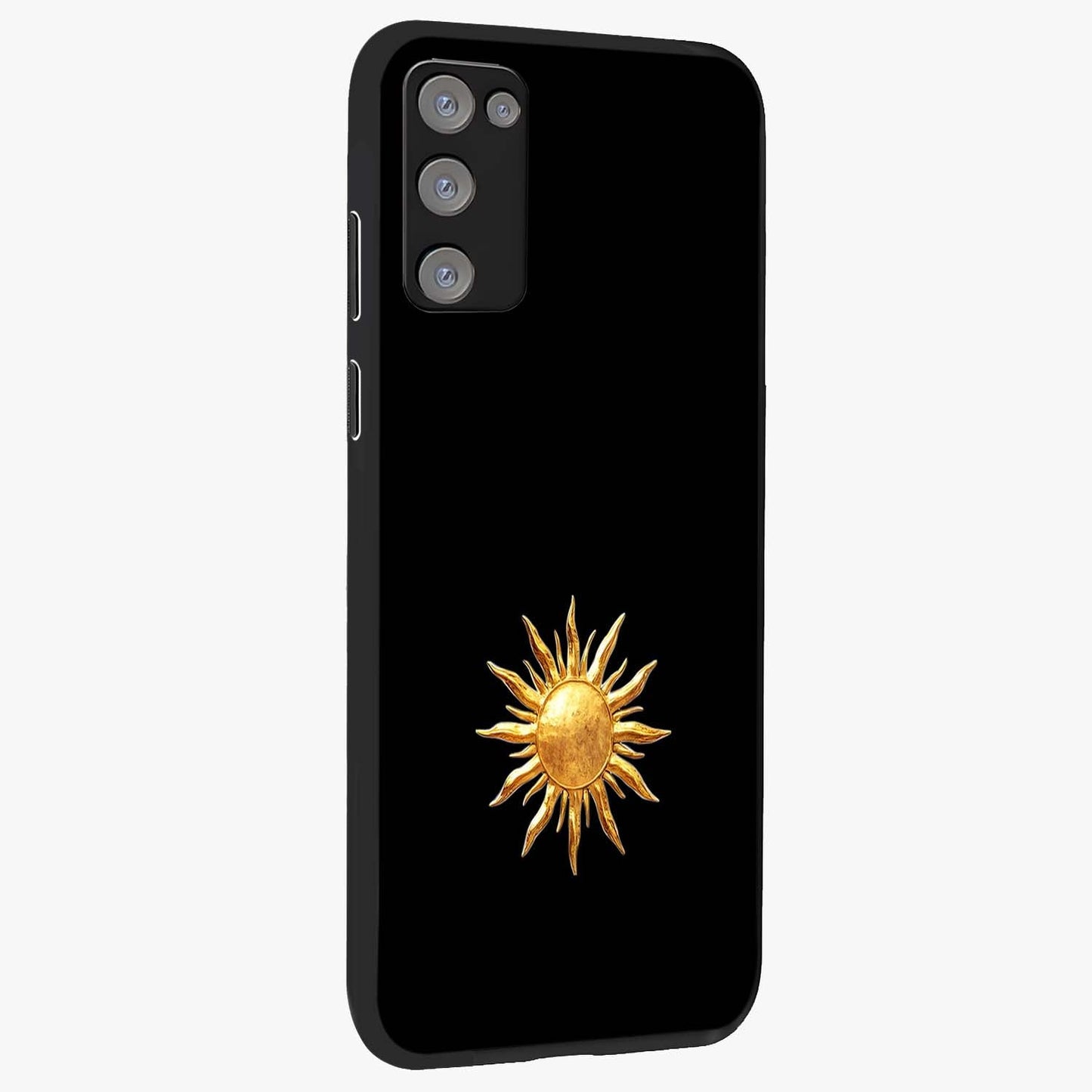 Golden Sun Minimalism Glass Case upright view showcasing haunting graveyard artwork with dramatic dark theme.