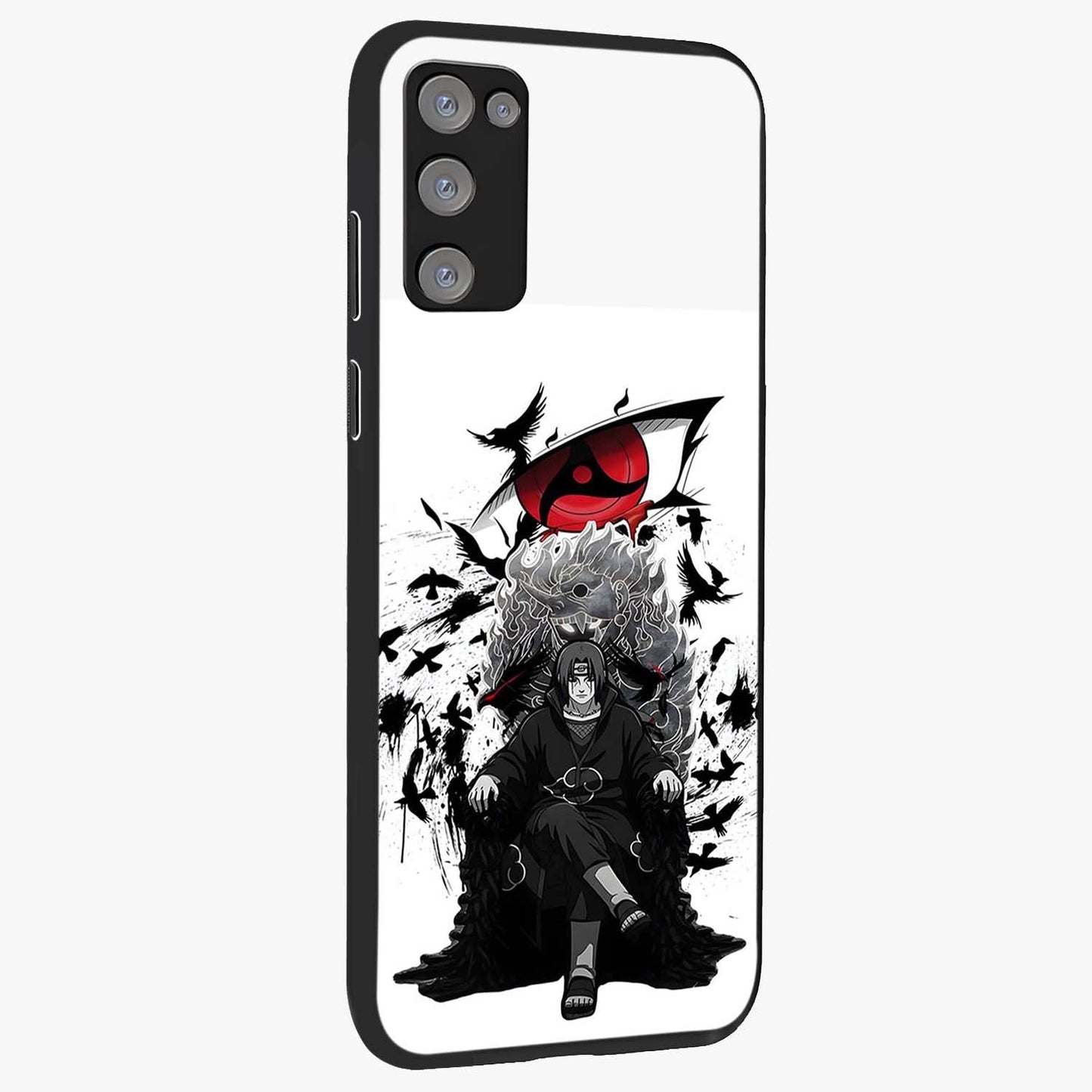 Uchiha Shadow Throne Glass Case upright view showcasing magical underwater galaxy artwork with vibrant cosmic theme.