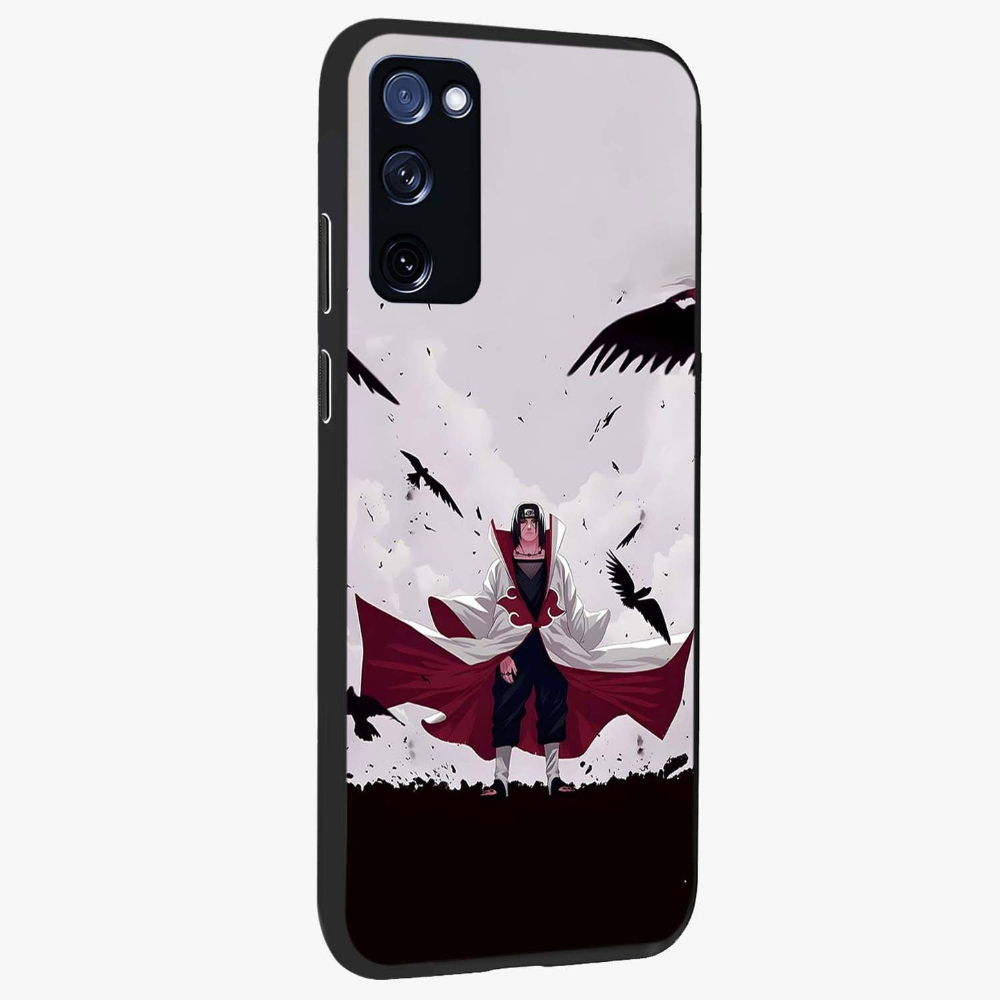 Crimson Crow Ascension Glass Case upright view showcasing dramatic crow artwork with bold gothic theme.
