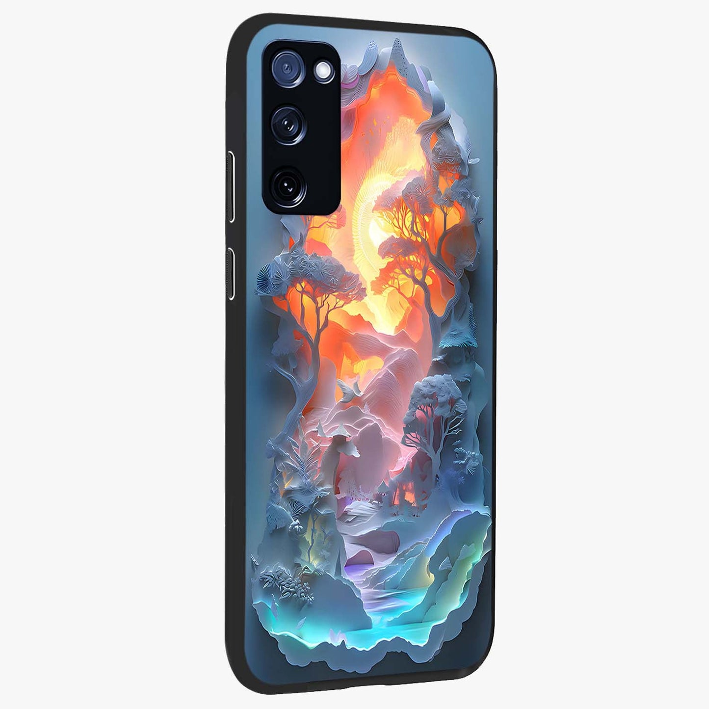 Glow Forest Portal Glass Case upright view showcasing enchanted forest portal artwork with fantasy nature theme.