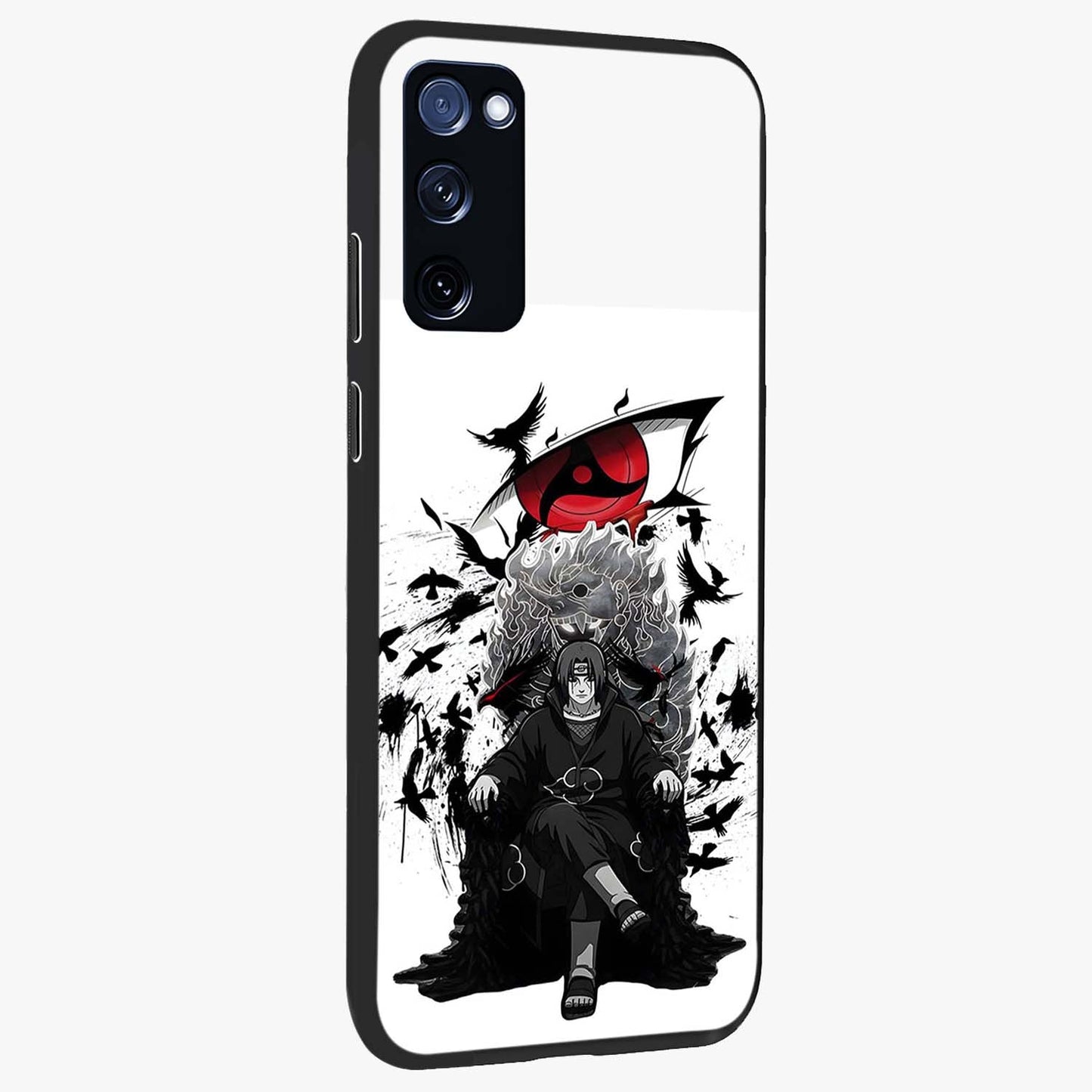 Uchiha Shadow Throne Glass Case upright view showcasing magical underwater galaxy artwork with vibrant cosmic theme.
