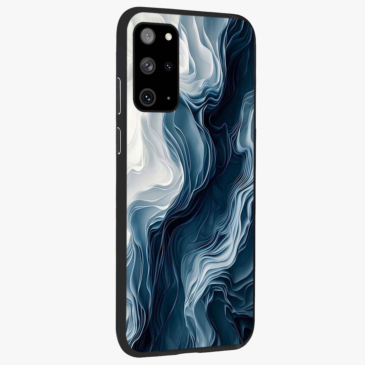 Ethereal Paper Marble Glass Case upright view showcasing smooth marble artwork with refined minimalist theme.