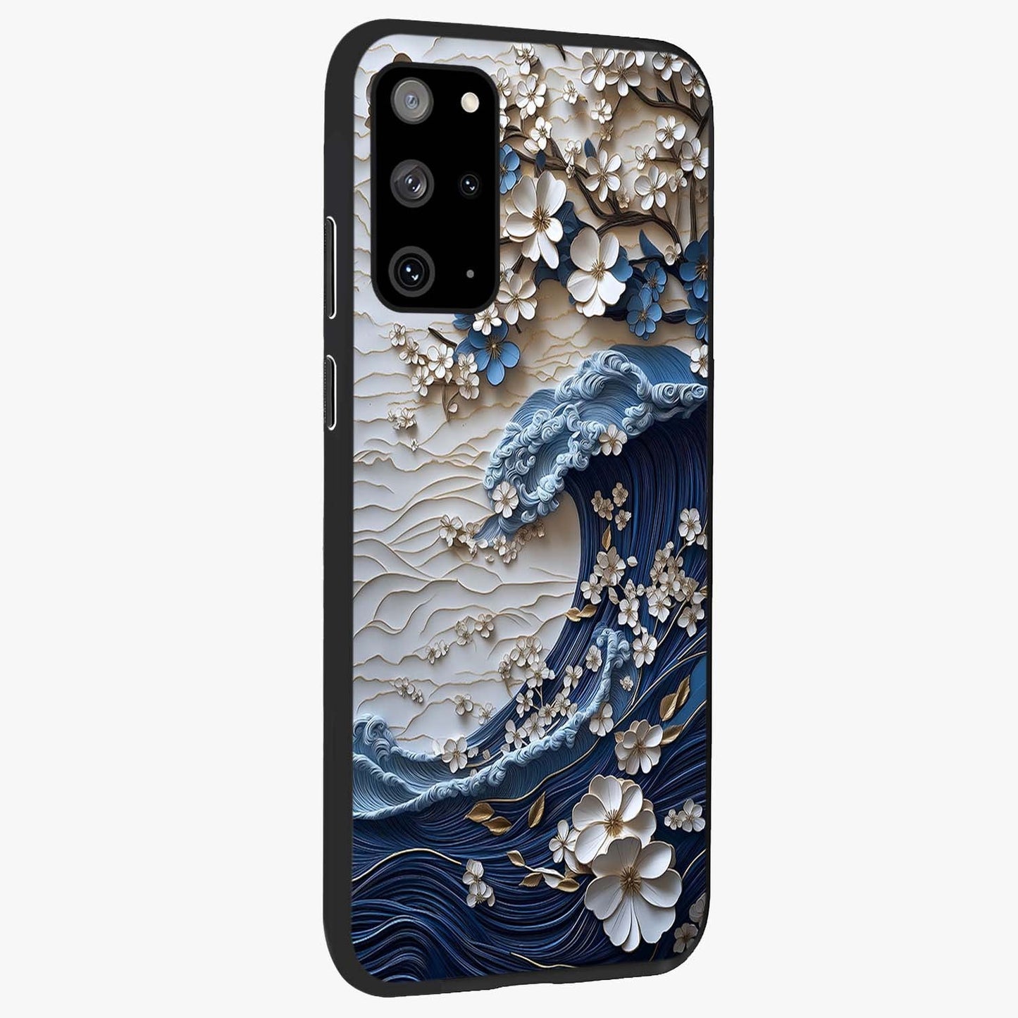 Floral Wave Origami Glass Case upright view showcasing creative floral origami artwork with artistic decorative theme.