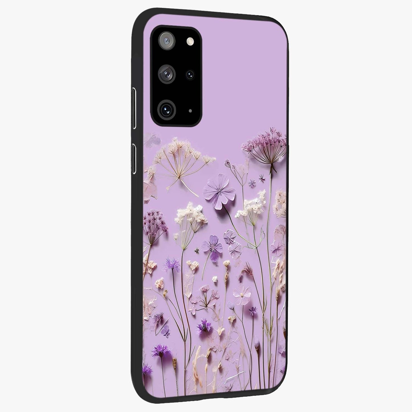 Lavender Blossom Dream Glass Case upright view showcasing delicate lavender blossom artwork with peaceful floral theme.
