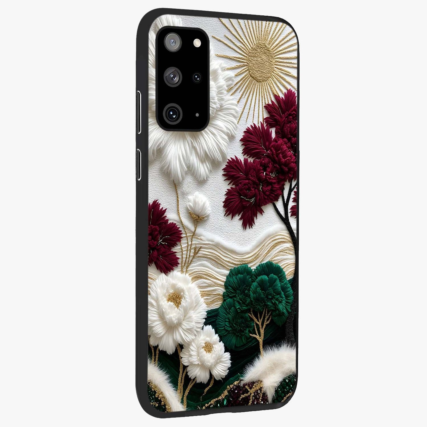 Radiant Bloom Elegance Glass Case upright view showcasing decorative flower artwork with refined botanical theme.
