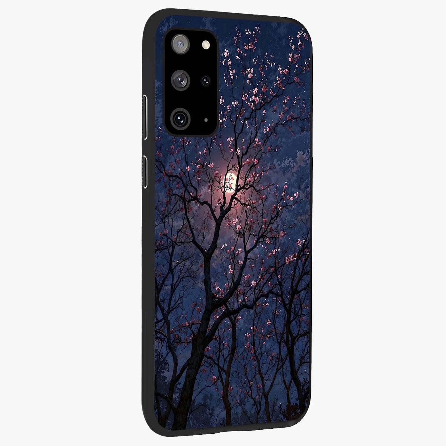Twilight Sakura Serenade Glass Case upright view showcasing beautiful cherry blossom artwork with serene evening theme.