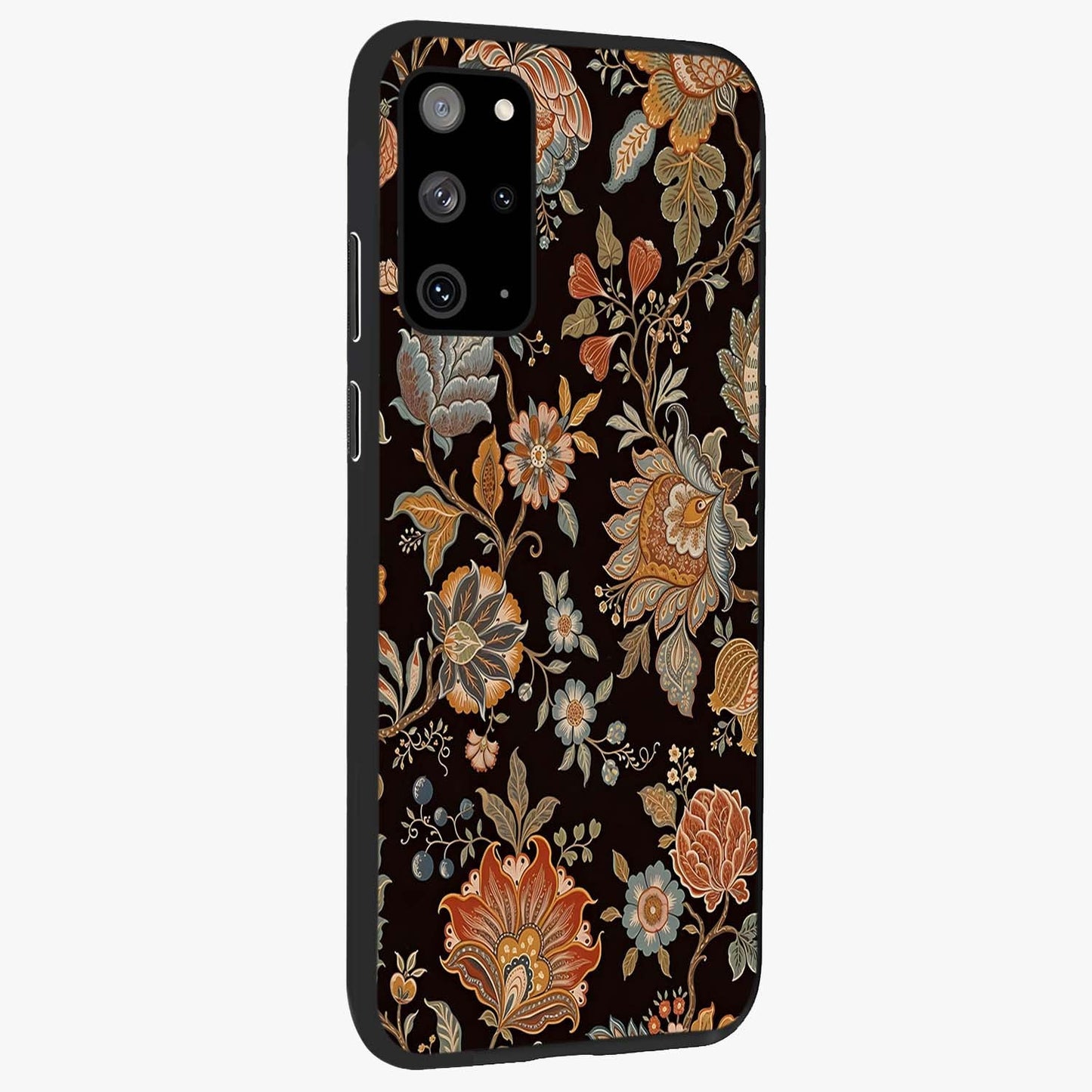 Vintage Floral Dream Glass Case upright view showcasing delicate floral artwork with timeless vintage theme.