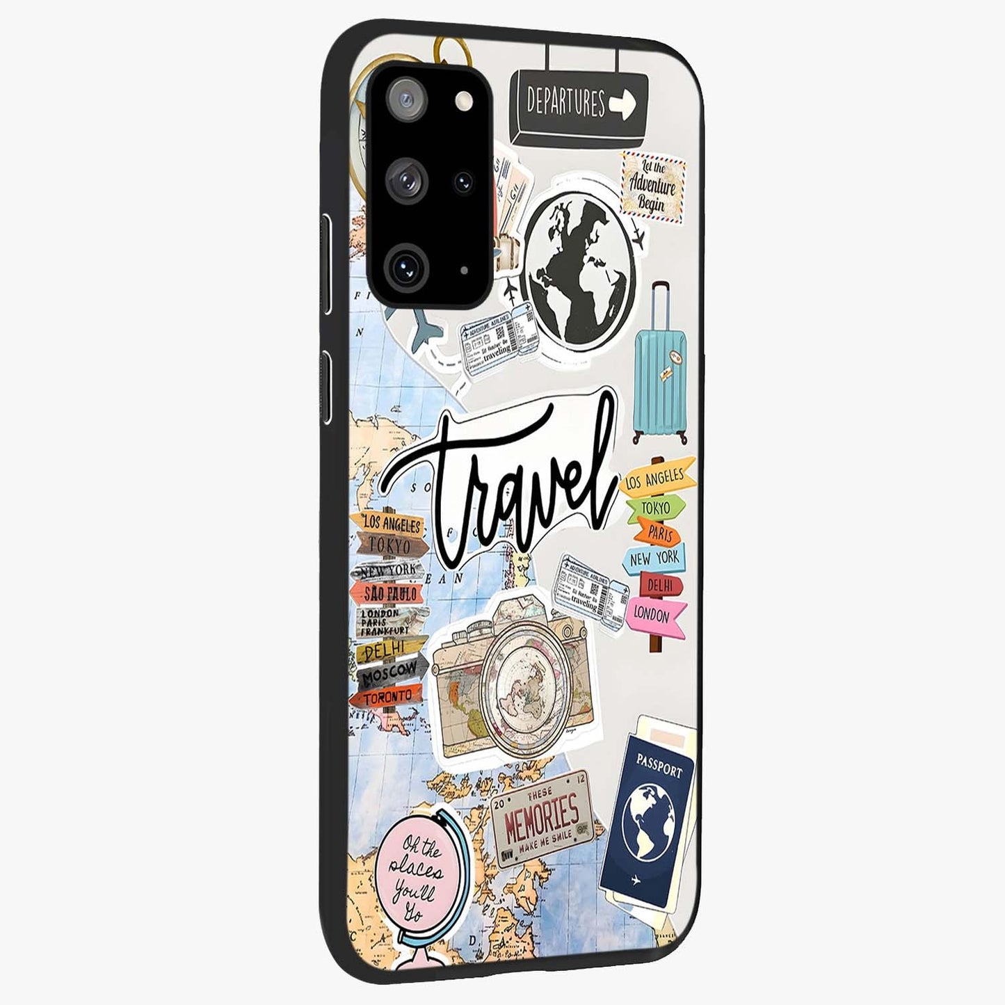 Wanderlust Journal Glass Case upright view showcasing wanderlust inspired artwork with creative exploration theme.