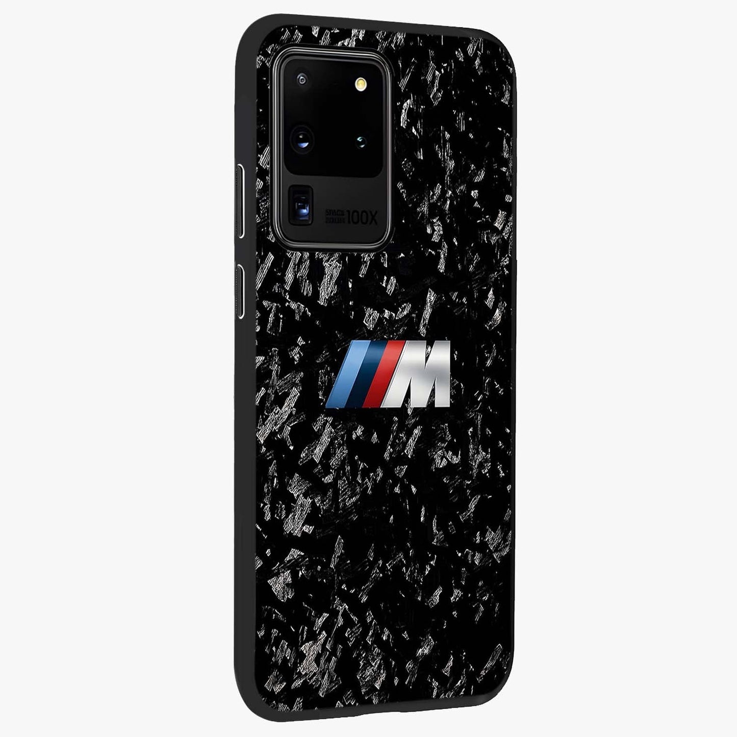 Carbon Speed Mark Glass Case upright view showcasing modern carbon speed graphic with bold automotive theme.