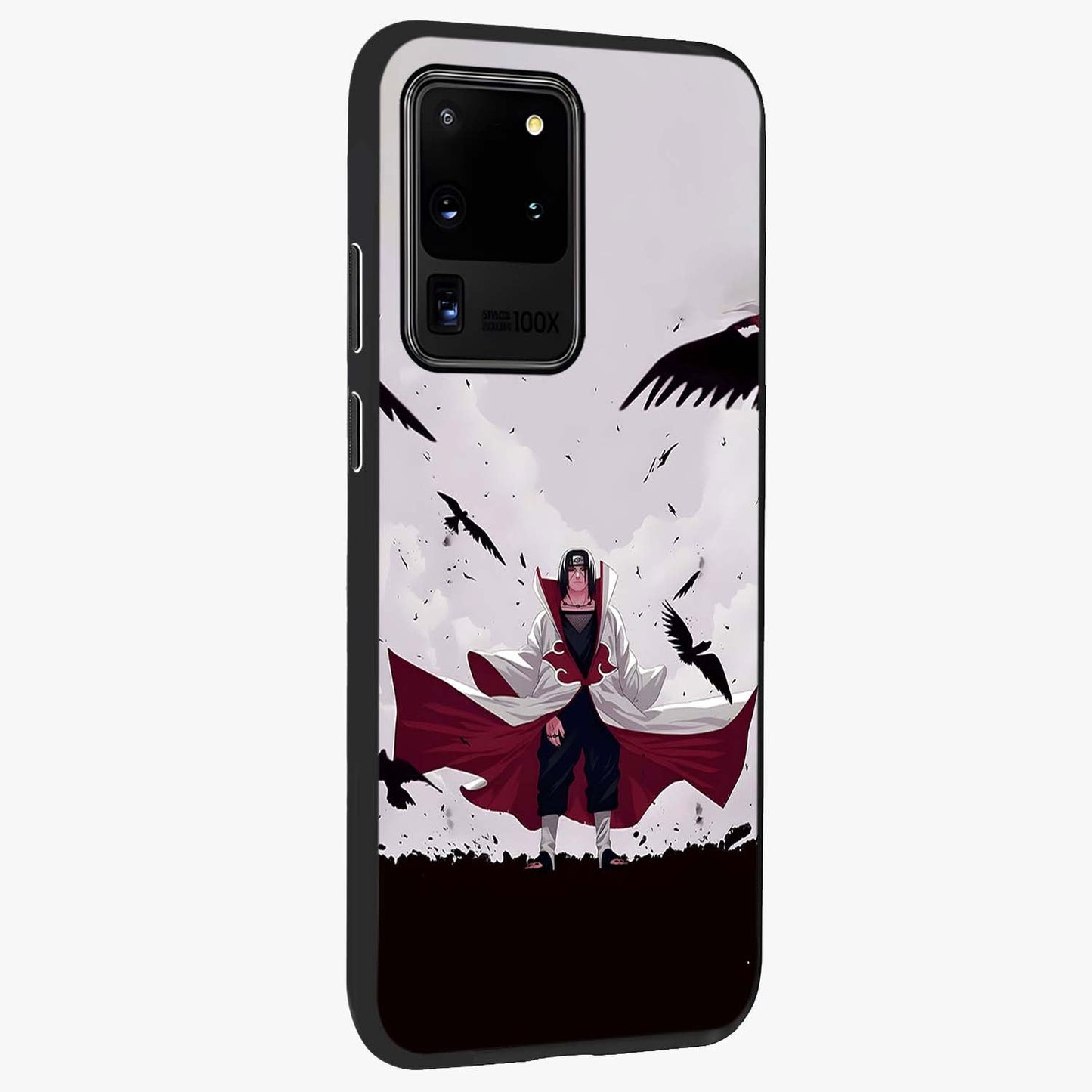 Crimson Crow Ascension Glass Case upright view showcasing dramatic crow artwork with bold gothic theme.
