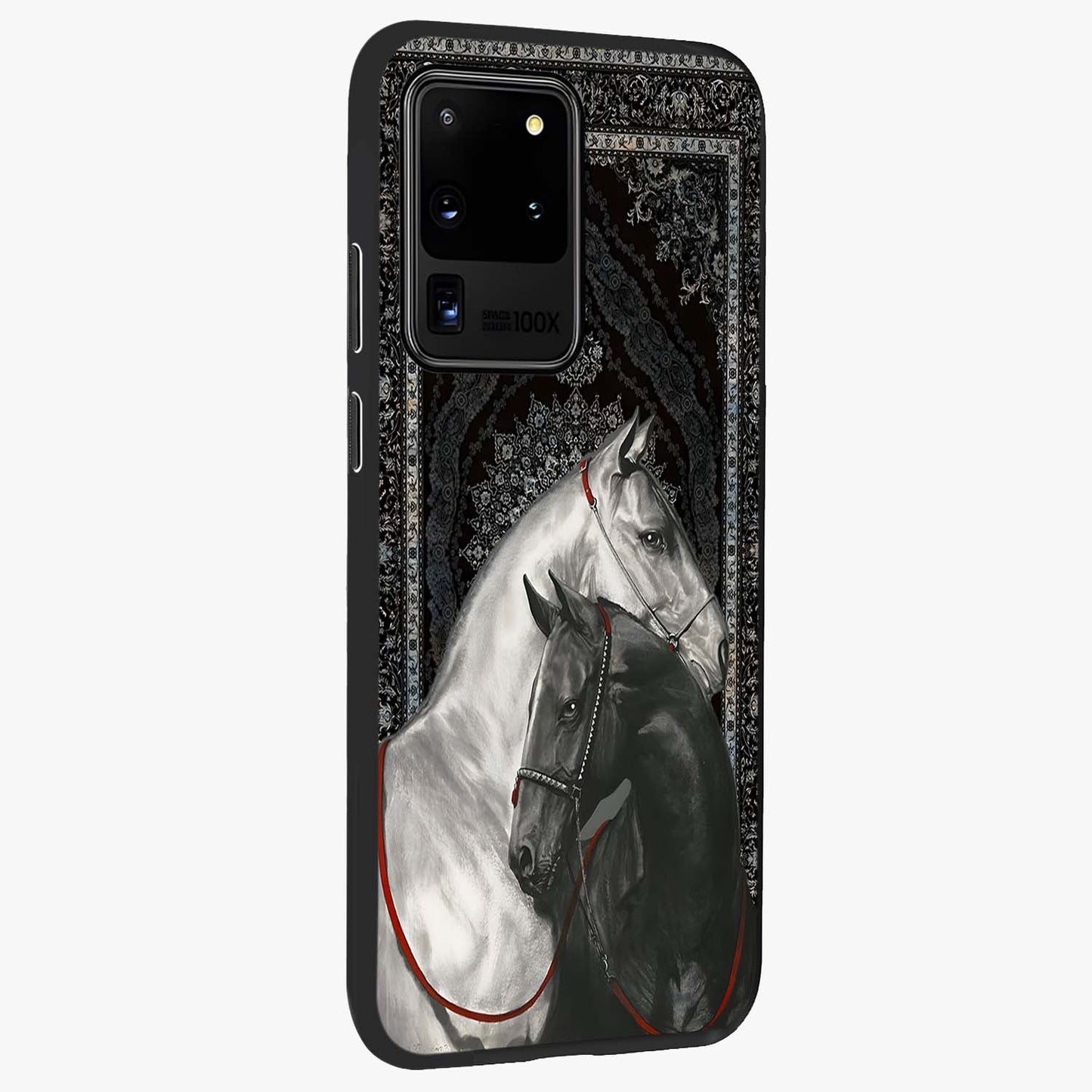 Majestic Ride Legacy Glass Case upright view showcasing dynamic ride inspired artwork with modern automotive theme.