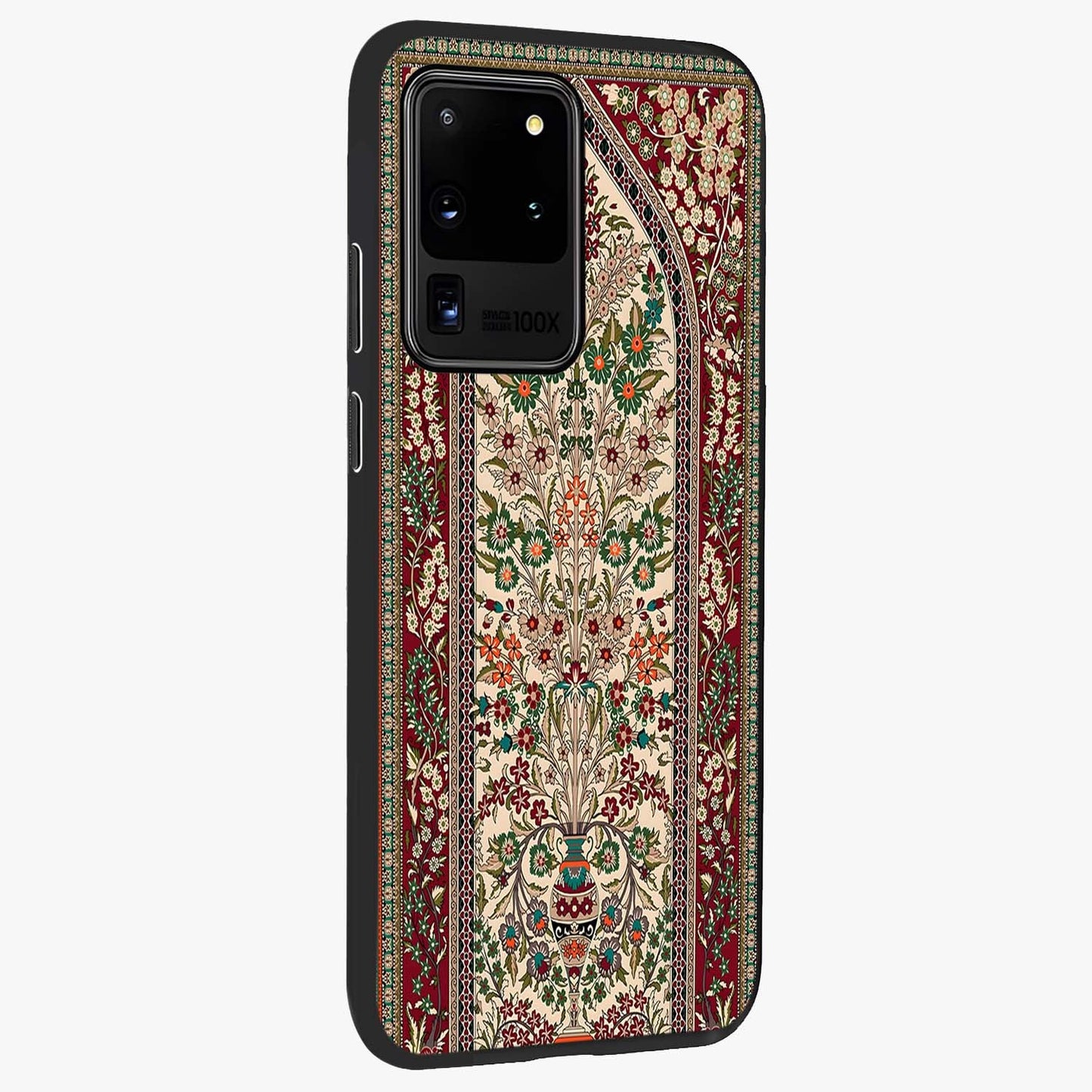 Persian Inspired Glass Case upright view showcasing decorative Persian artwork with rich heritage theme.
