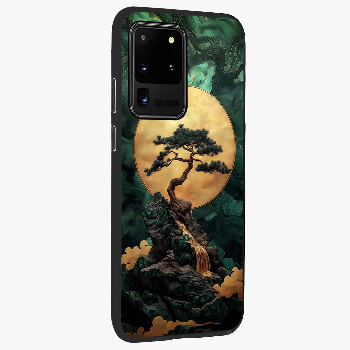 Zen Moon Rise Glass Case upright view showcasing serene moon artwork with tranquil night theme.
