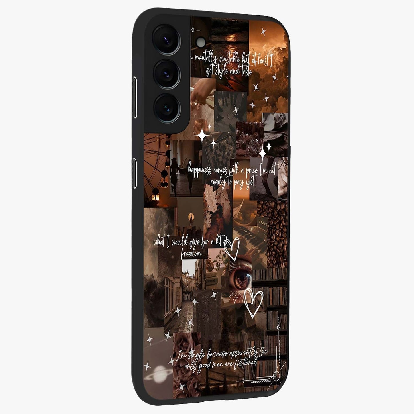 Bittersweet Aesthetic Chaos Glass Case upright view showcasing bold artistic chaos design with modern aesthetic style.