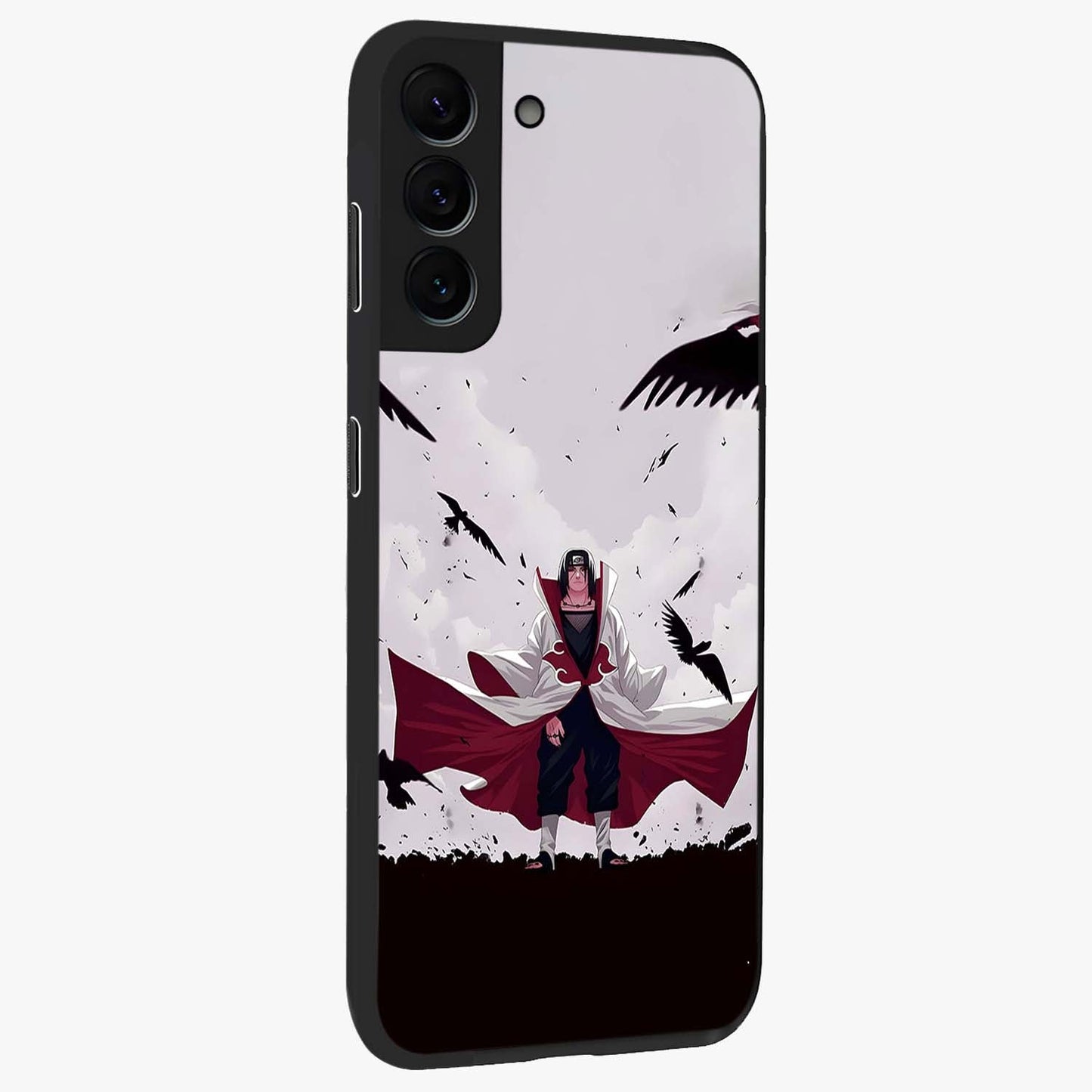 Crimson Crow Ascension Glass Case upright view showcasing dramatic crow artwork with bold gothic theme.