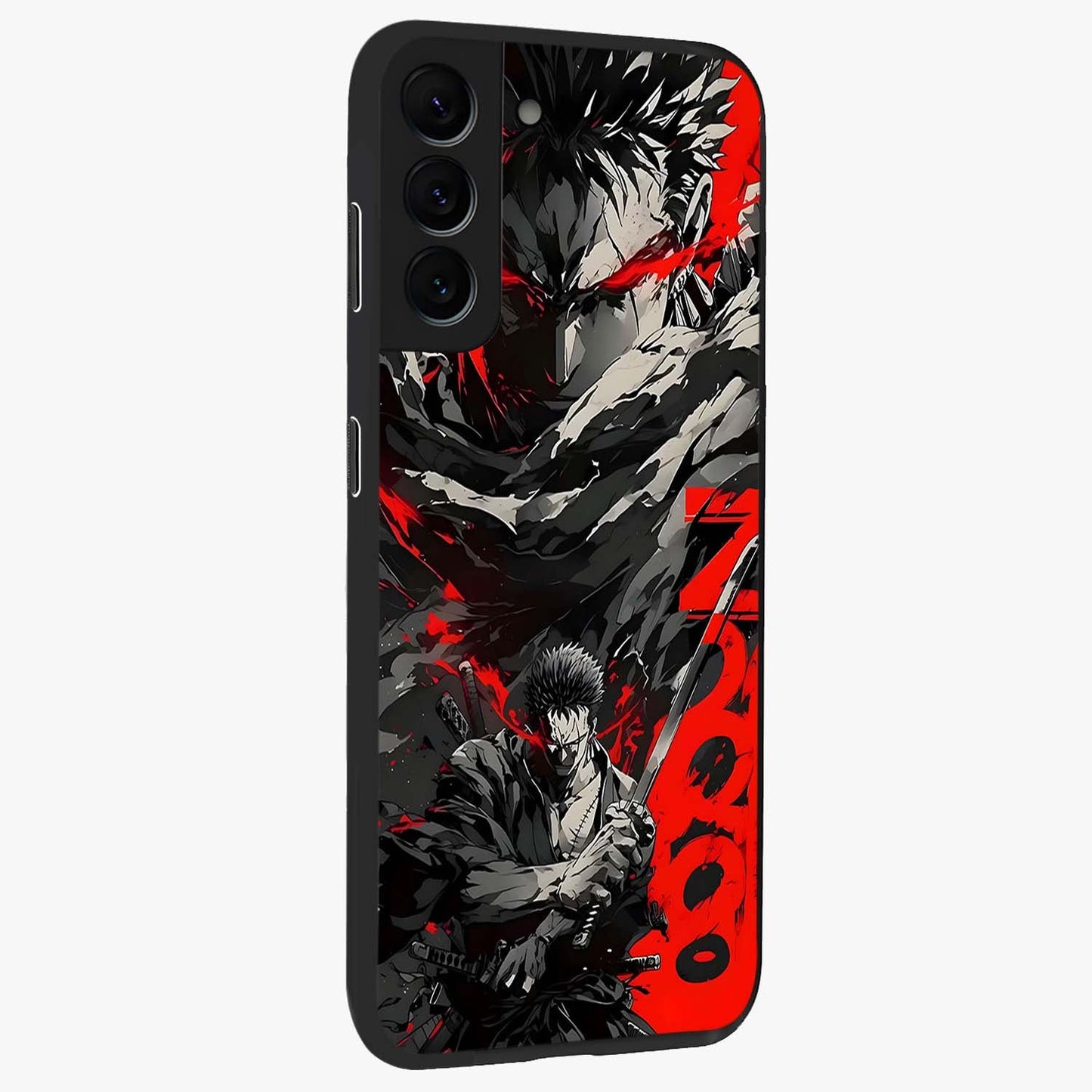 Demon Sword Resolve Glass Case upright view showcasing dramatic warrior artwork with intense battle theme.