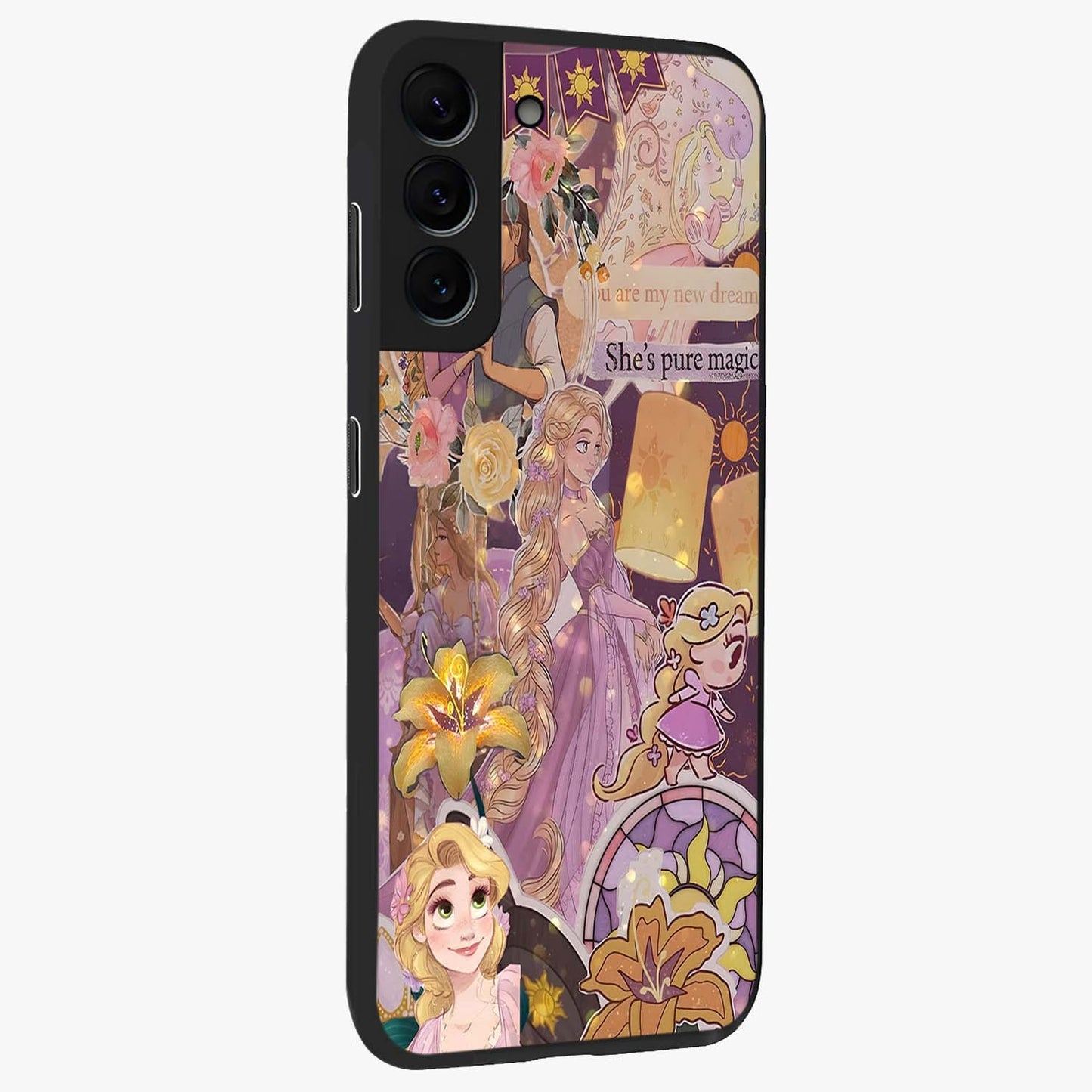 Magical Tangled Dream Glass Case upright view showcasing enchanting artistic artwork with dreamy fantasy theme.