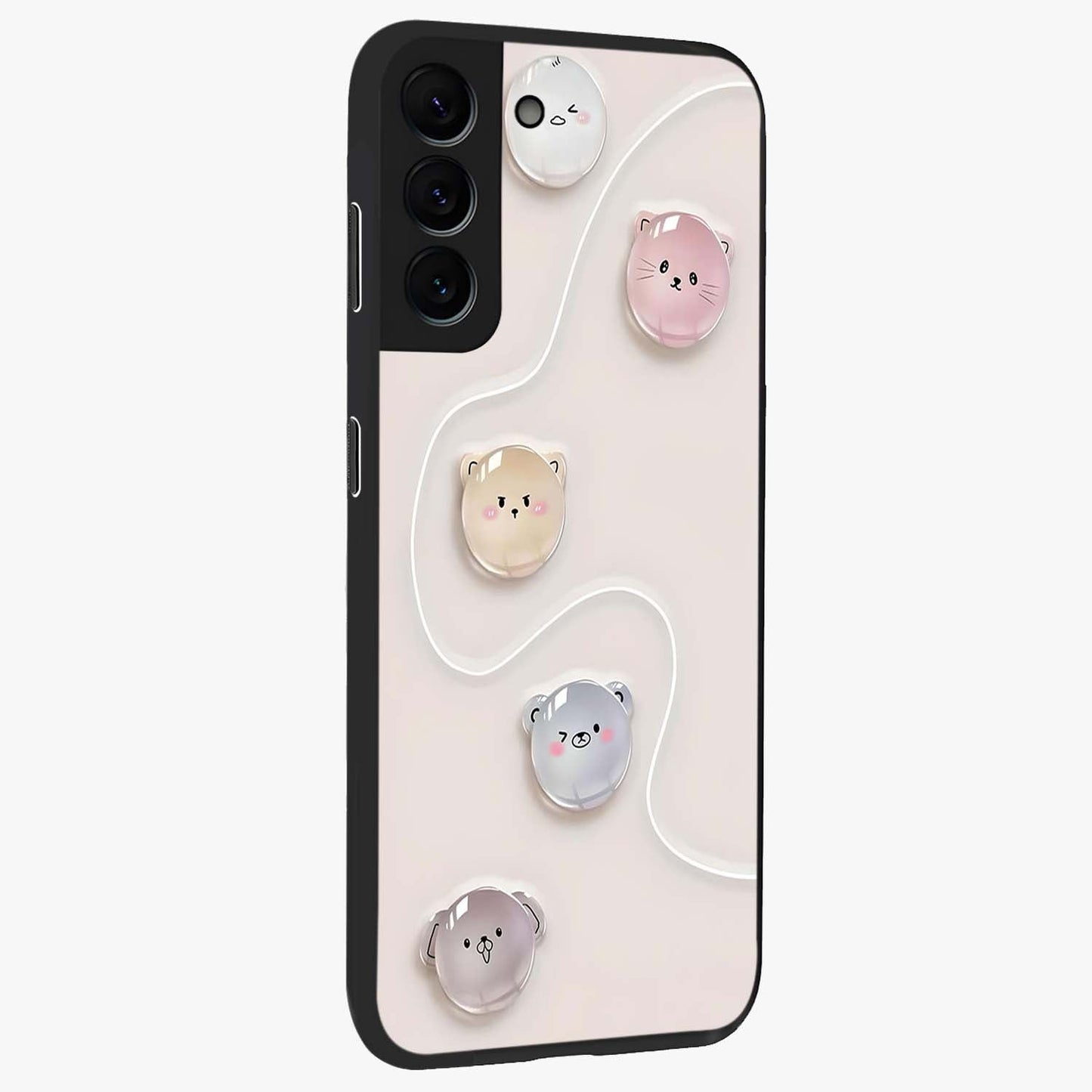 Puffy Face Parade Glass Case upright view showcasing adorable character artwork with cheerful animated theme.