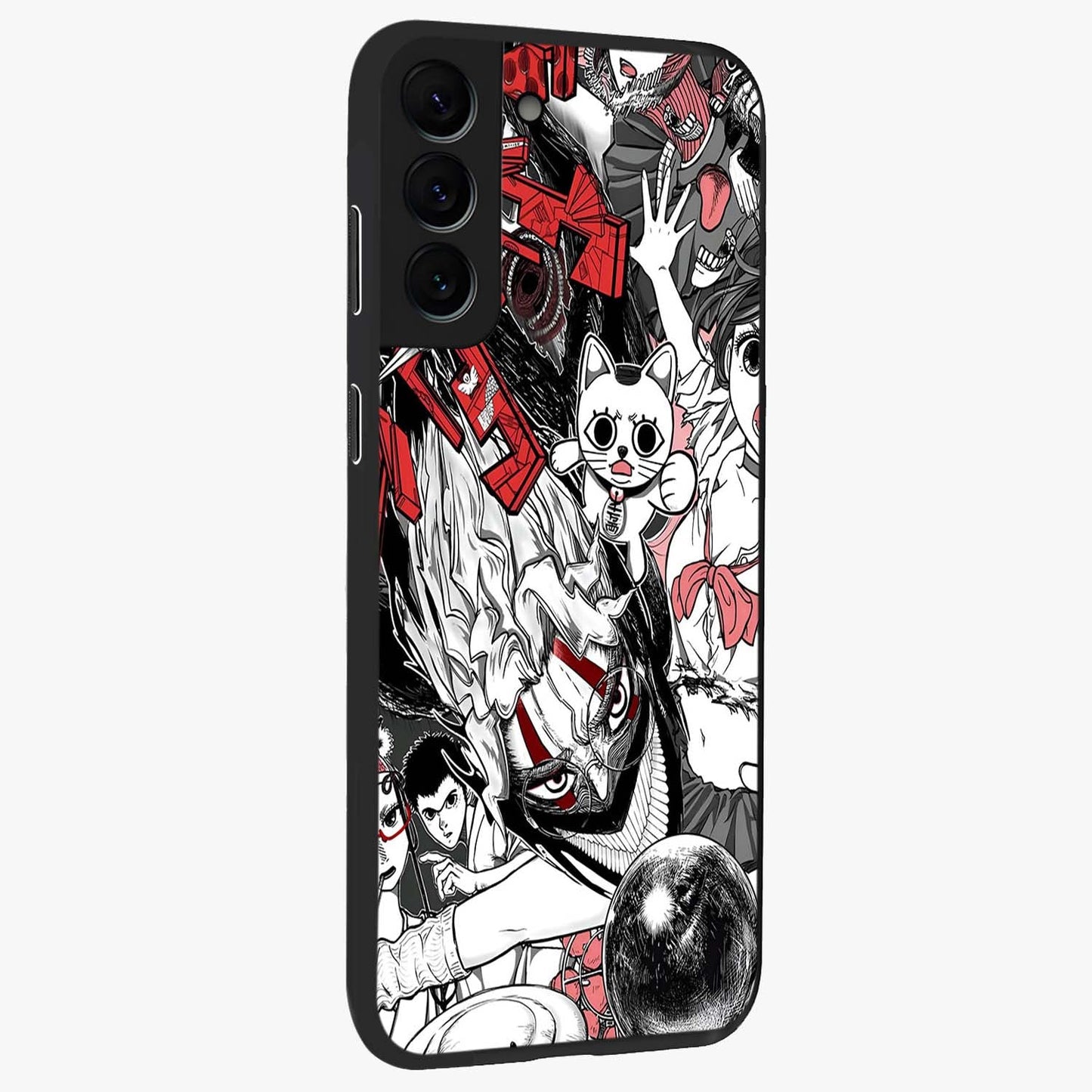 Crimson Chaos Panel Glass Case upright view showcasing intense crimson artwork with dramatic aesthetic style.
