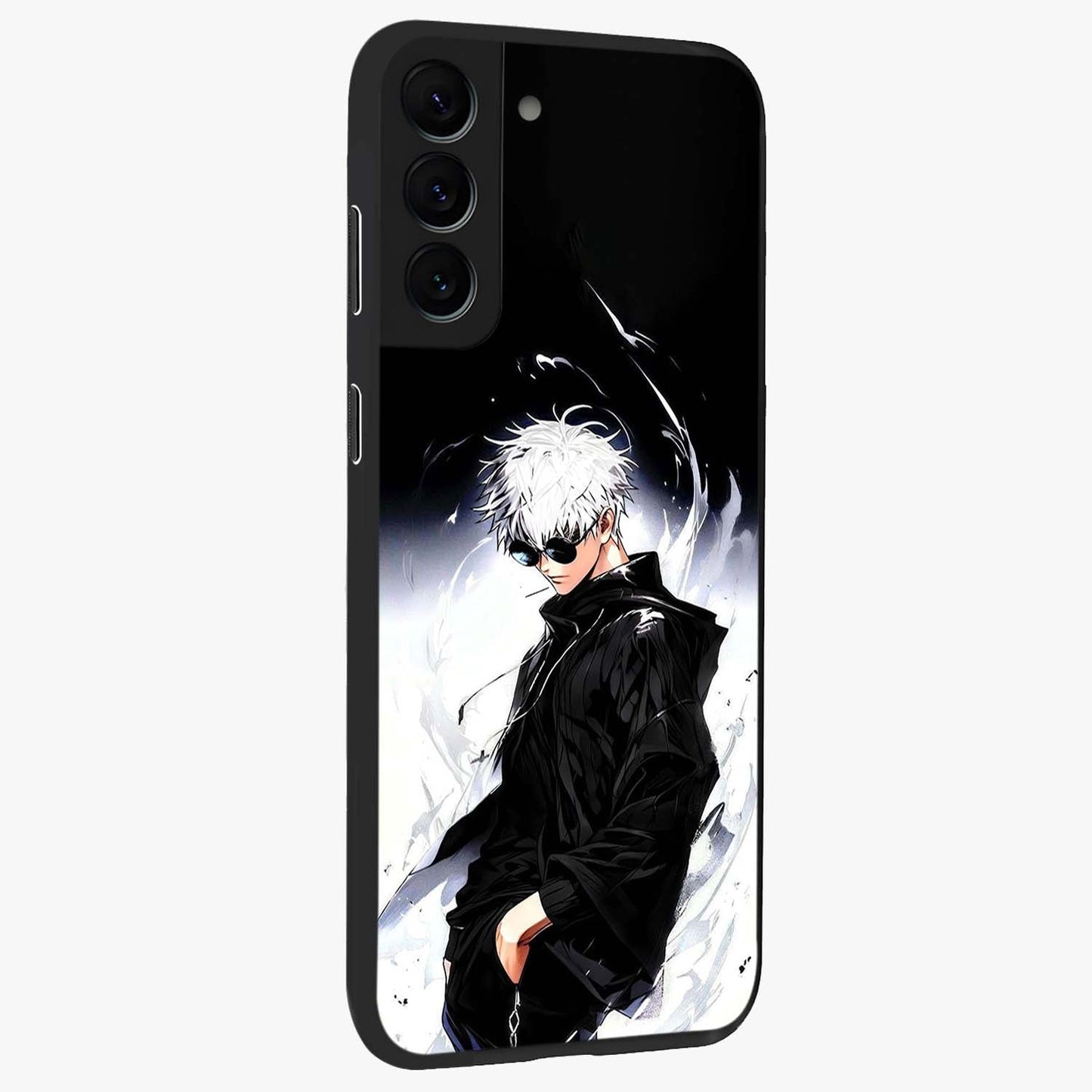 Limitless Shadow King Glass Case upright view showcasing bold shadow warrior artwork with epic fantasy theme.