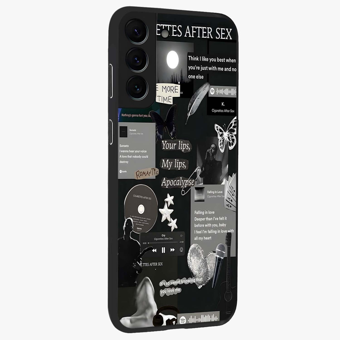 Midnight Love Echo Glass Case upright view showcasing expressive romantic artwork with dreamy midnight theme.