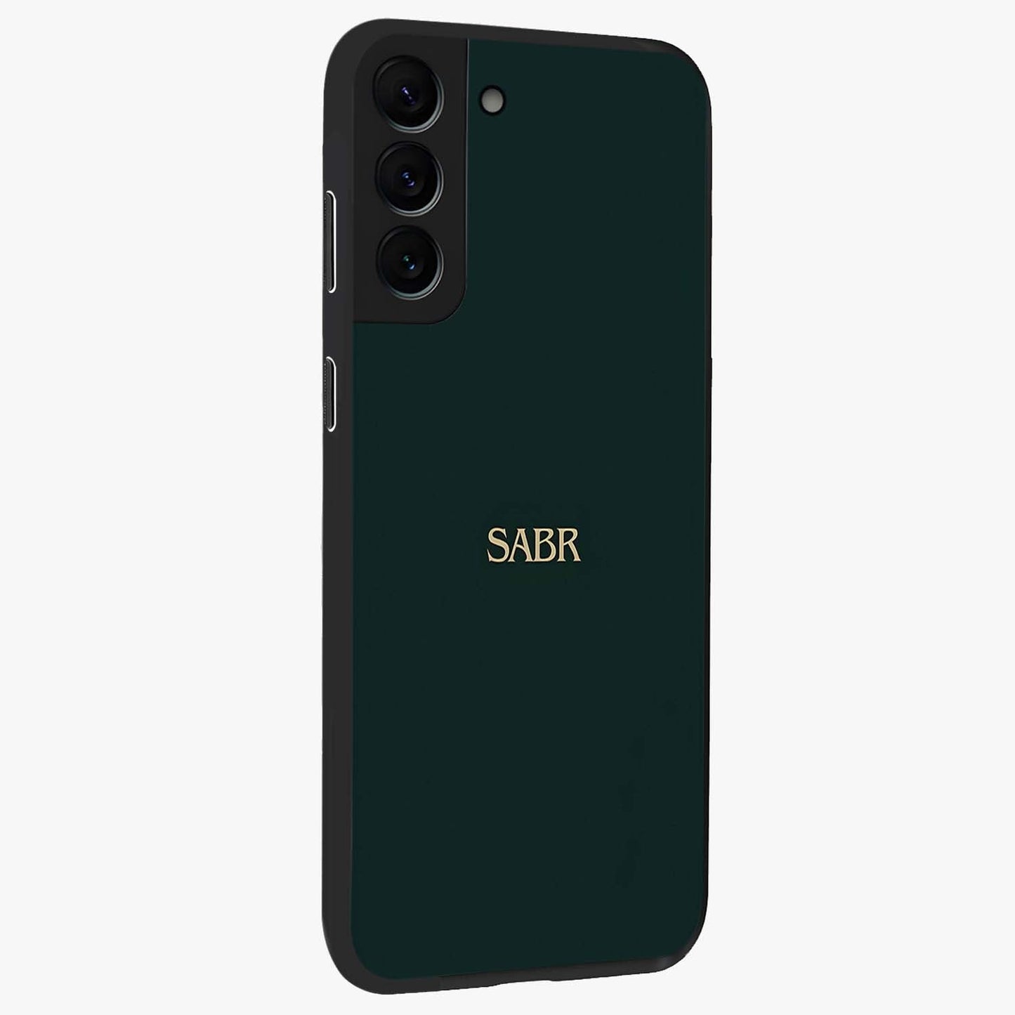 Sabr Minimal Patience Glass Case upright view showcasing calm minimalist artwork with motivational patience theme.